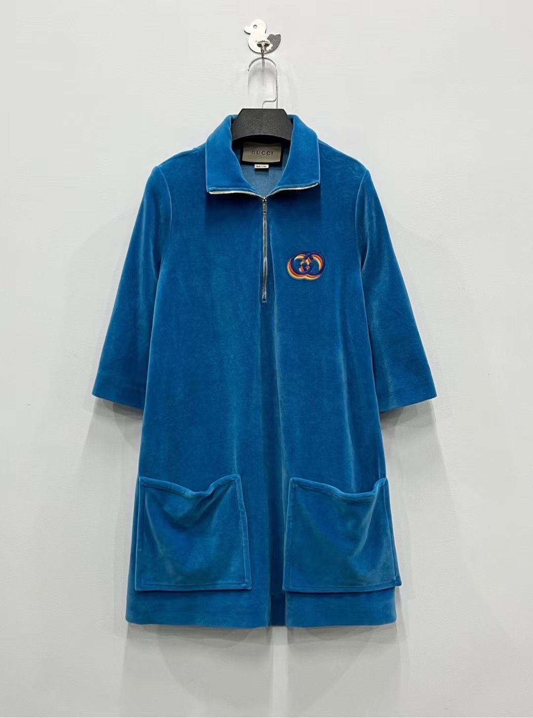 gucci blue velvet dress Gucci Tom Ford S/S 1997 Blue & Green Velvet Dress – Vintage Grace main image 1