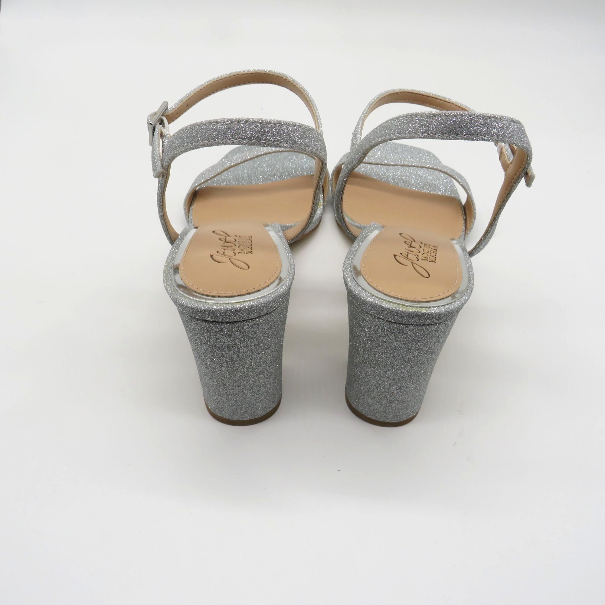 Badgley Mischka Badgley Mischka Womens Silver Glitter Block Heel Sandals Siz Size US 8 / IT 38 - 4 Thumbnail