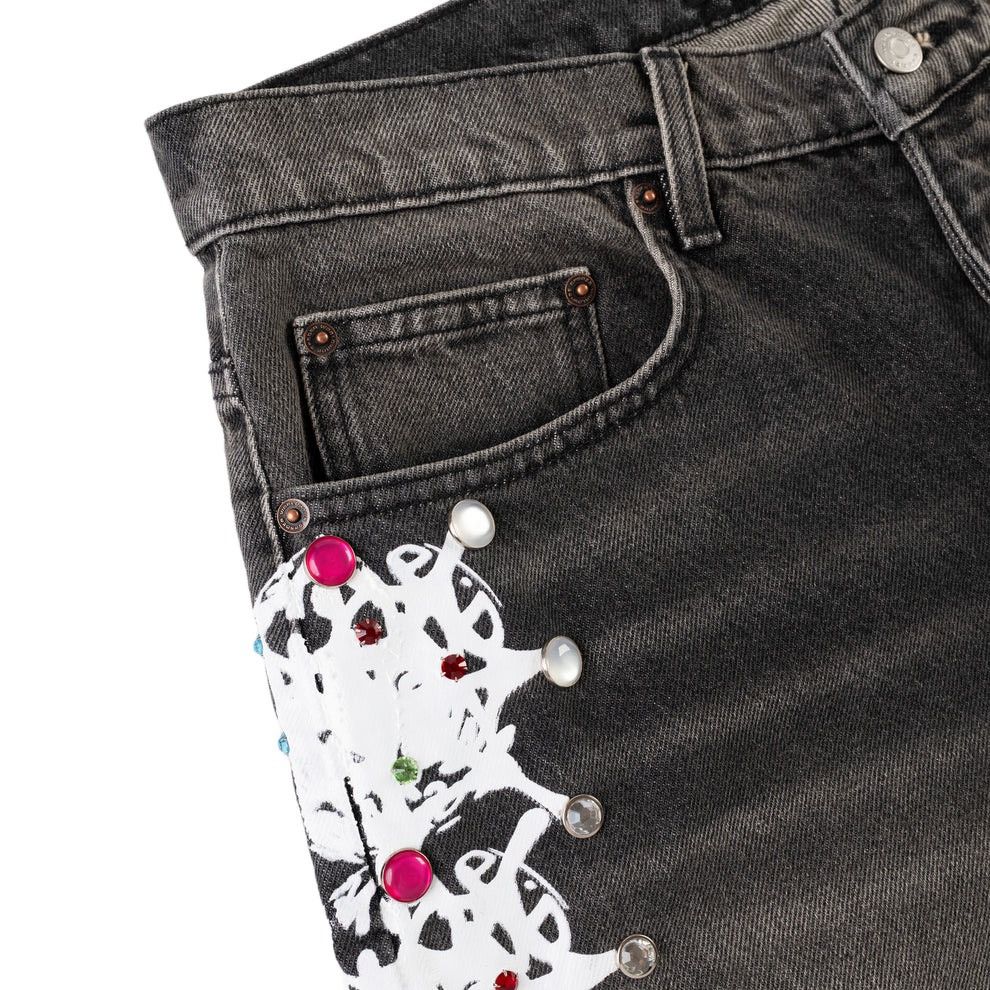 Sp5der Rhinestone denim shorts Size US 30 / EU 46 - 3 Thumbnail