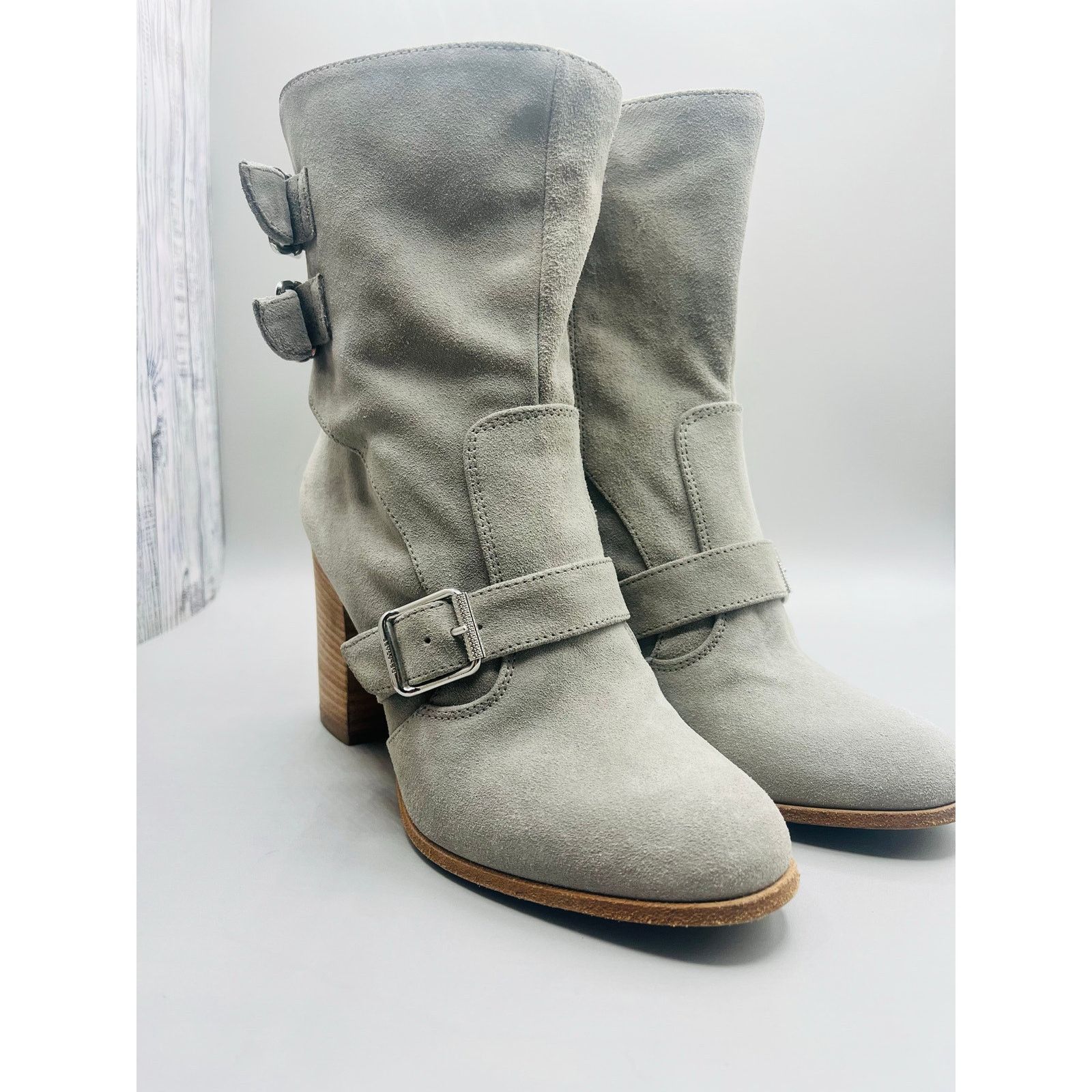 Belstaff Woman’s Grey 37.5 Belstaff Leather Boots zipper closure Size US 6.5 / IT 36.5 - 1 Thumbnail