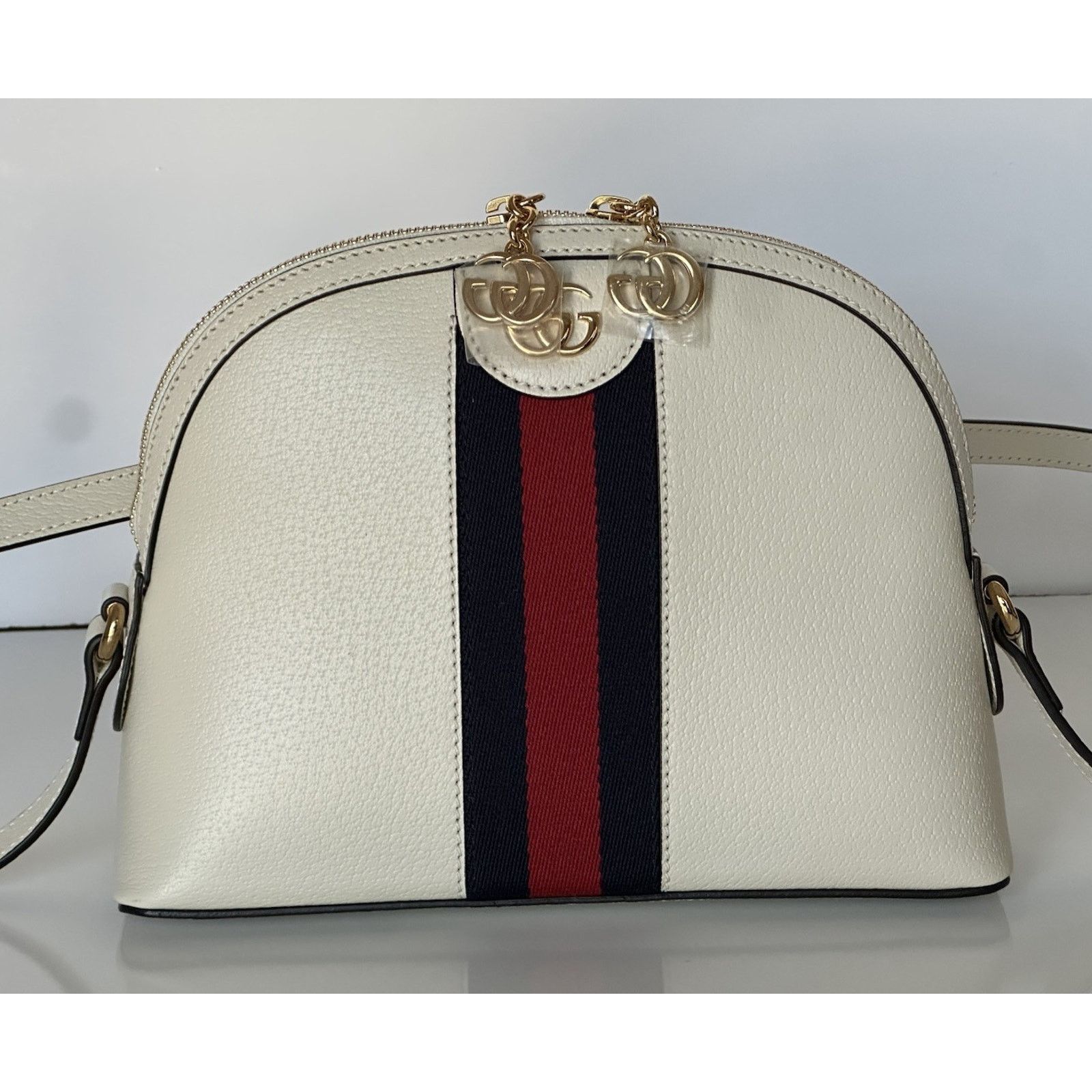 Gucci Gucci Ophidia Leather GG Web White Small Shoulder Bag 719881 Size ONE SIZE - 4 Thumbnail