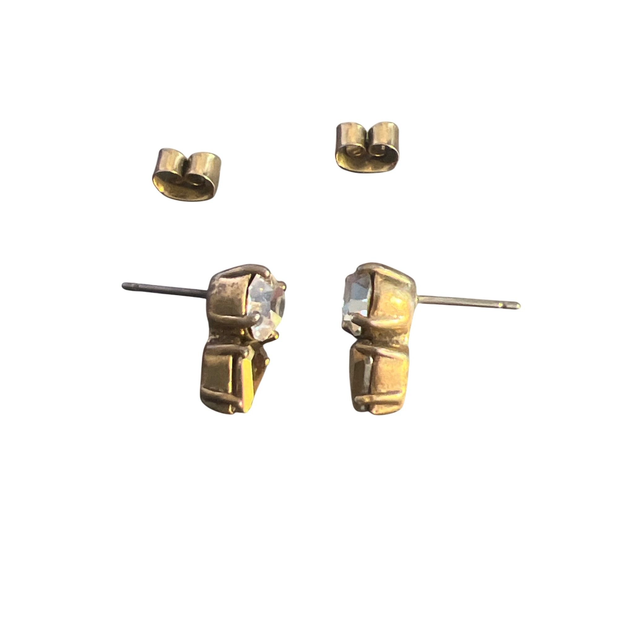 J.Crew J Crew Stud Earrings Stacked Crystals Clear Copper AB Gold T Size ONE SIZE - 3 Thumbnail