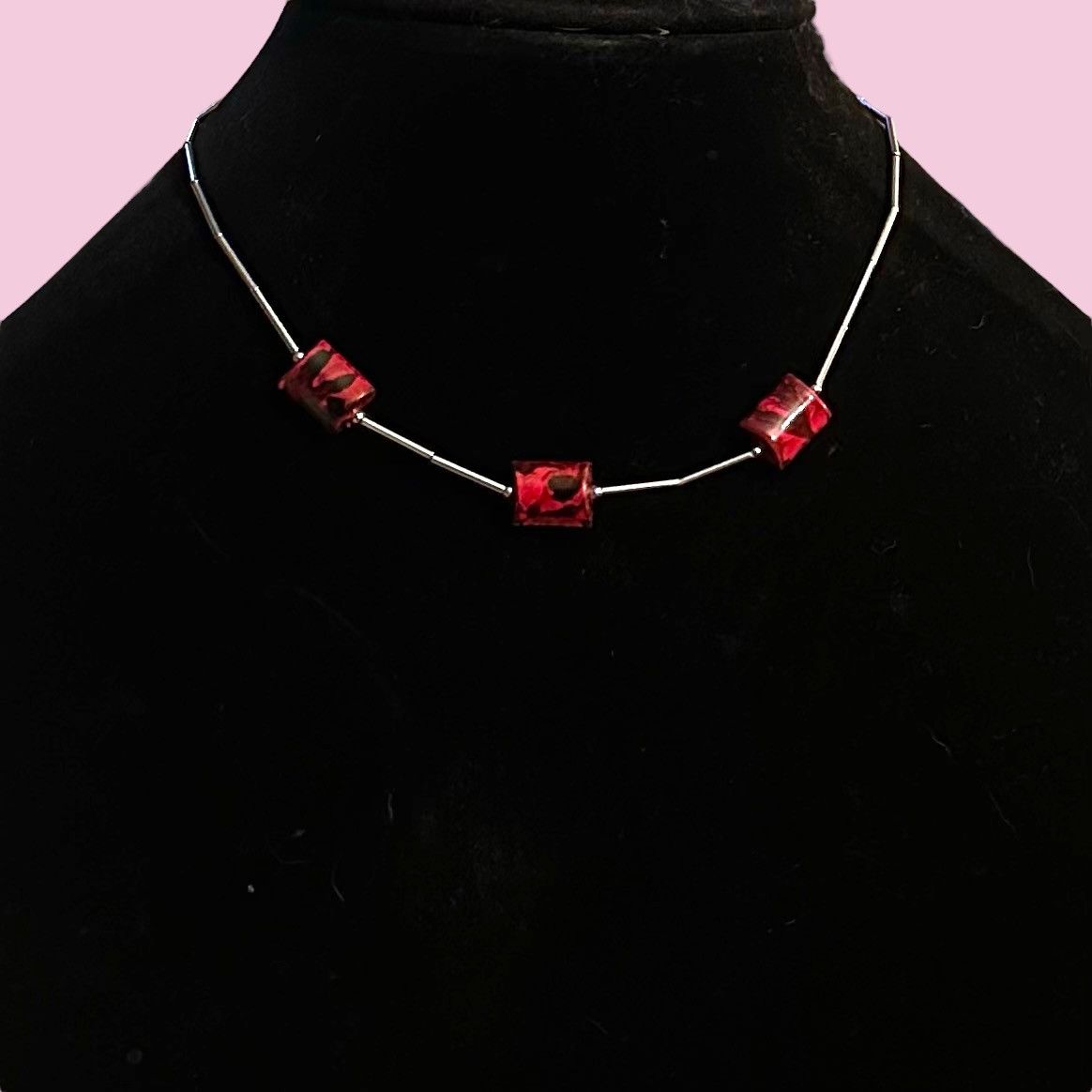 Other × Vintage Vintage Sarah Coventry silver red marbled beads necklace Size ONE SIZE - 1 Thumbnail