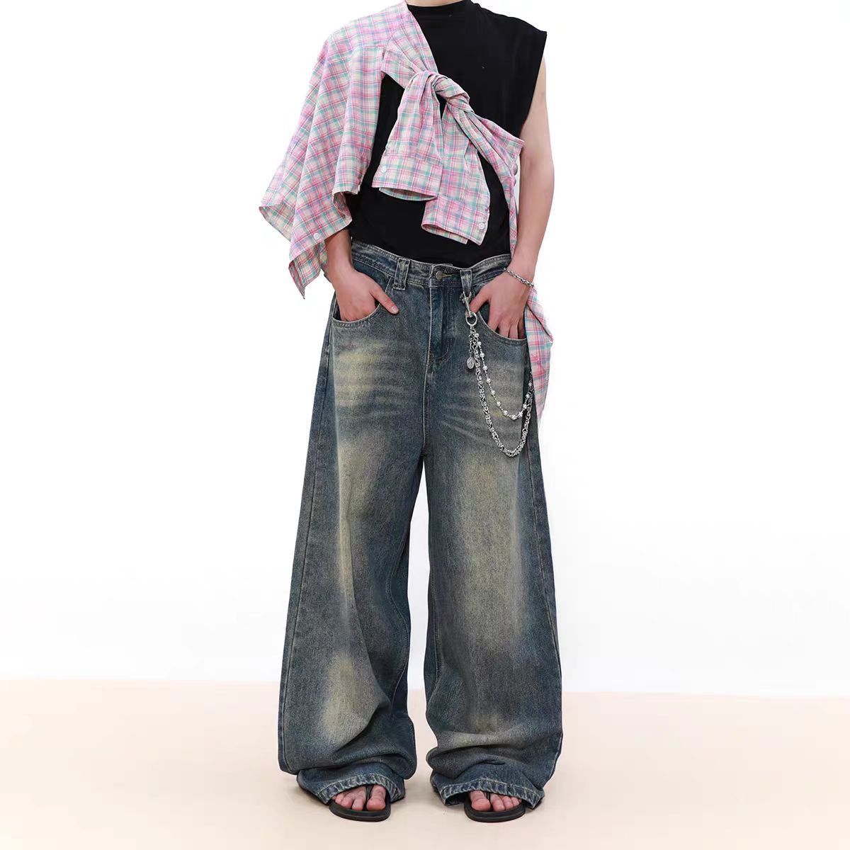 Japanese Brand × Jean Vintage washed and distressed straight leg loose jeans Size US 30 / EU 46 - 5 Thumbnail