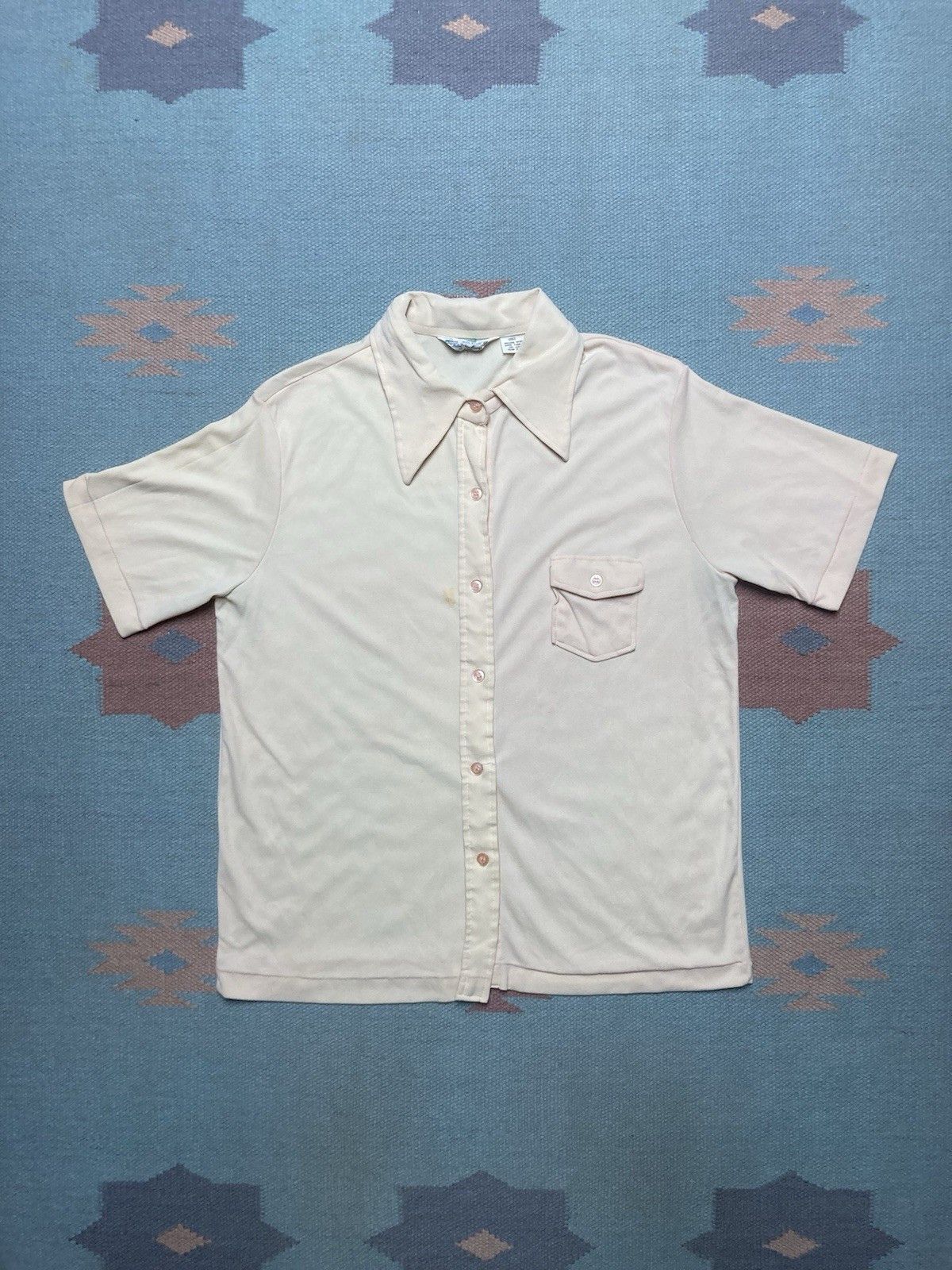 Vintage Vtg 70s polo shirt Kmart soft nylon dagger collar women 44 Size L / US 10 / IT 46 - 1 Thumbnail