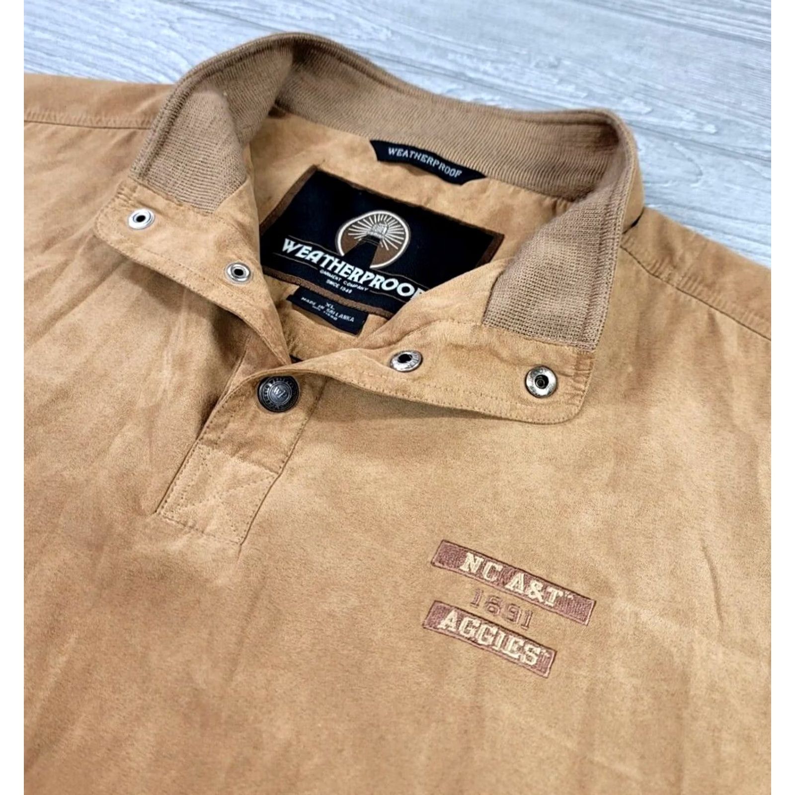 Weatherproof Weatherproof Mens Pullover Jacket 1/4 Snap Faux Suede Brown L Bomber Style Jacket Mens Size US L / EU 52-54 / 3 - 6 Thumbnail