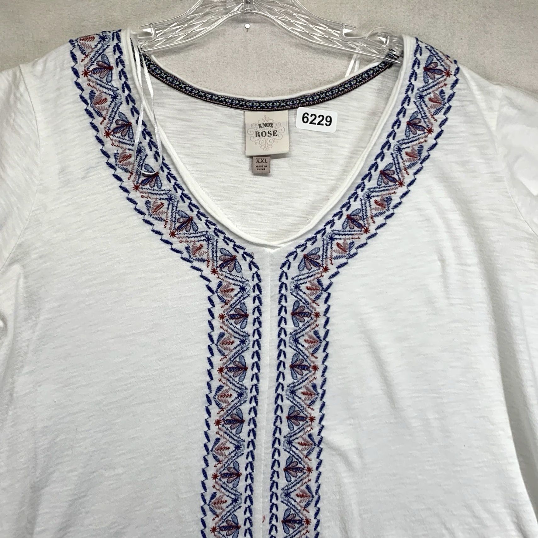 Vintage VINTAGE Knox Rose Women's Blouse 2XL Short Sleeve Floral Embroidered Bohemian Cotton Modal Sheer All Seasons Size XXL / US 16-18 / IT 52-54 - 3 Thumbnail