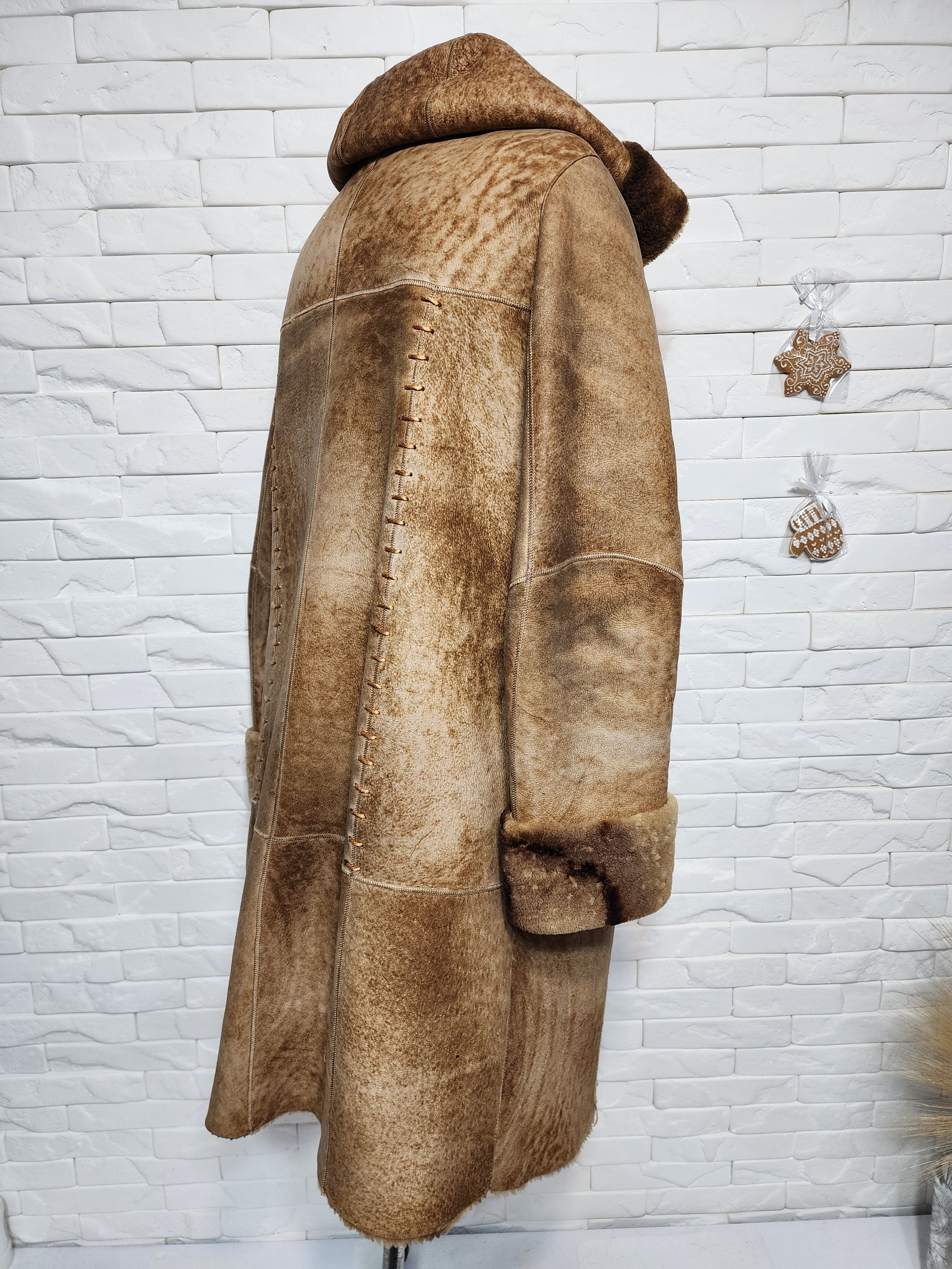 Furla Women's Brown Sheepskin Coat: Genuine Fur Hood Size XL / US 12-14 / IT 48-50 - 5 Thumbnail