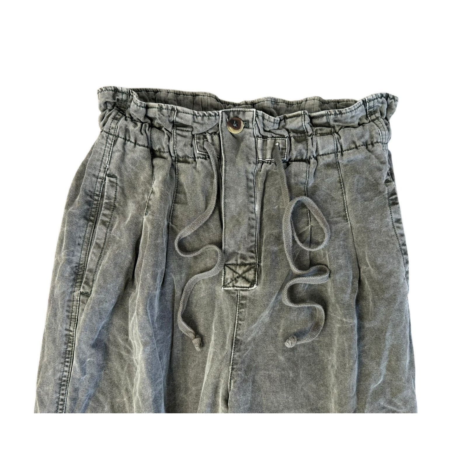 Free People Free People Light Gray Margate Paper Bag Pleated Pants SP Size 28" / US 6 / IT 42 - 4 Thumbnail
