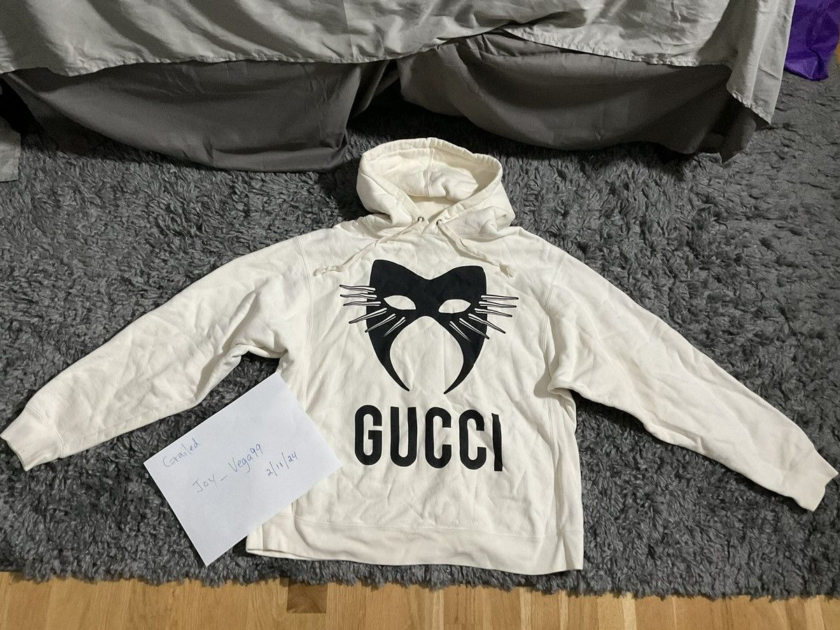 image of Gucci White Cat Mask Hoodie, Men's (Size XL)