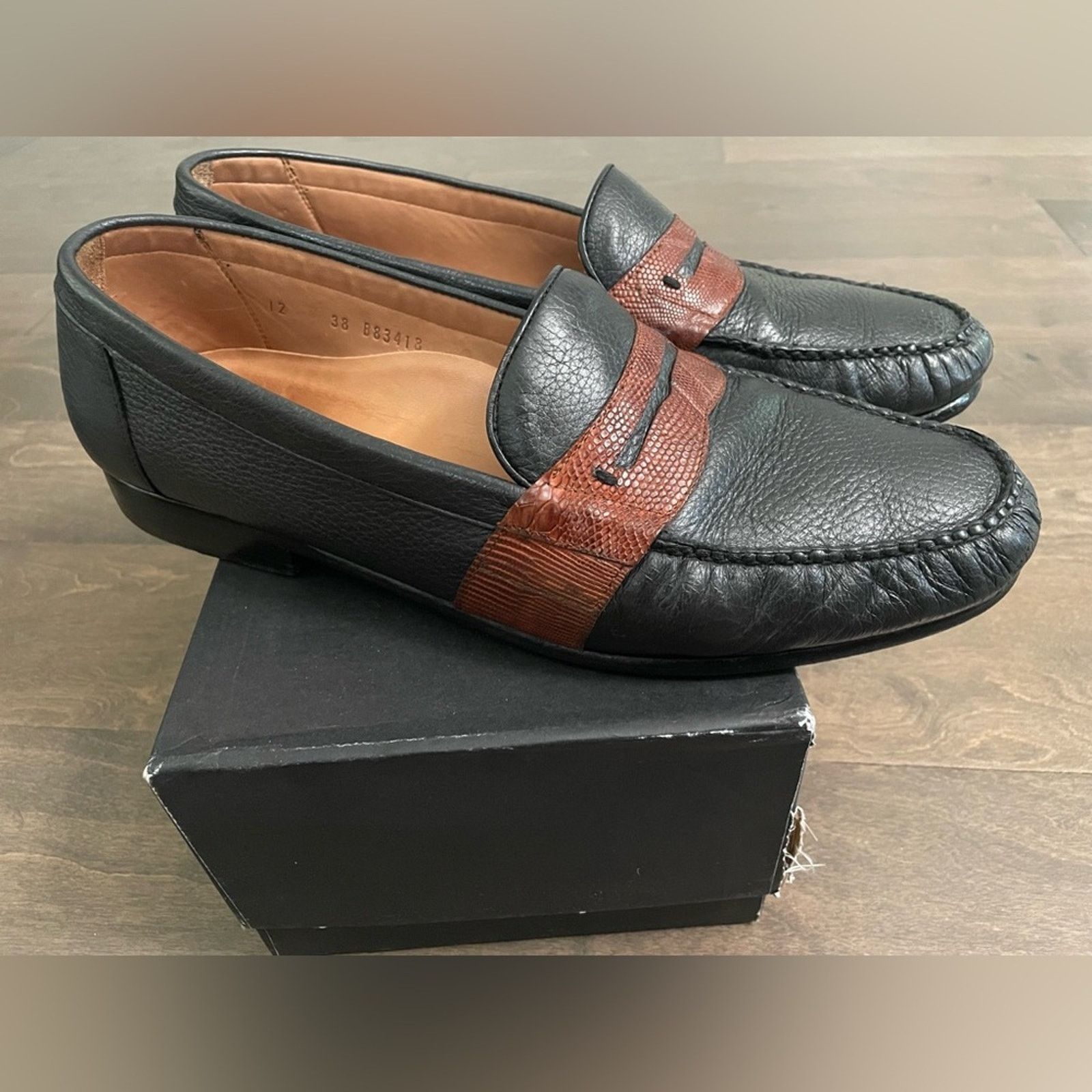 Alan Paine Alan Payne Wellesley II Black Genuine Lizard Loafers Men 12 Size US 12 / EU 45 - 1 Thumbnail