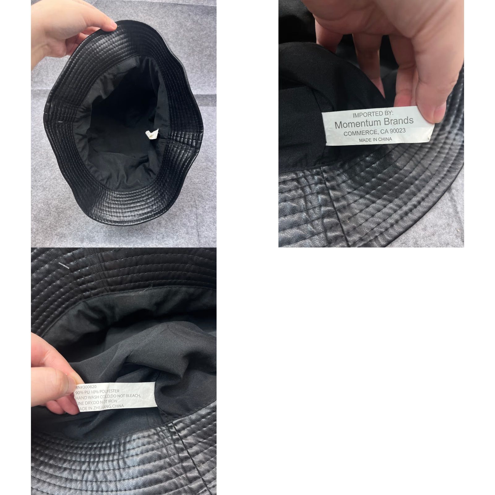 Vintage Momentum Brands Bucket Hat Unisex Adults One Size Black PU Blend Leather Hat Size ONE SIZE - 9 Thumbnail