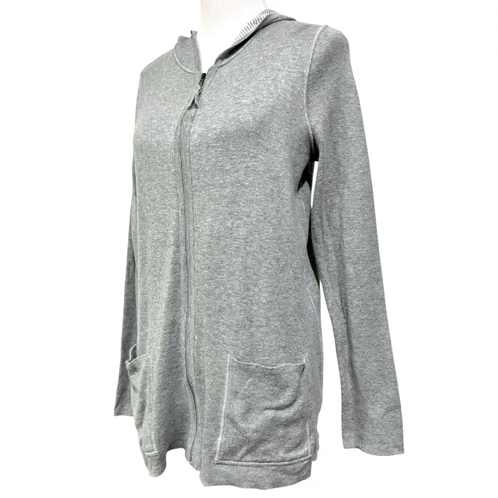J. Jill J. Jill Women’s Reversible Knit Cardigan Jacket Hooded Full Zip Gray Sz Petite S Cardigan Sweater Womens Size S / US 4 / IT 40 - 4 Thumbnail