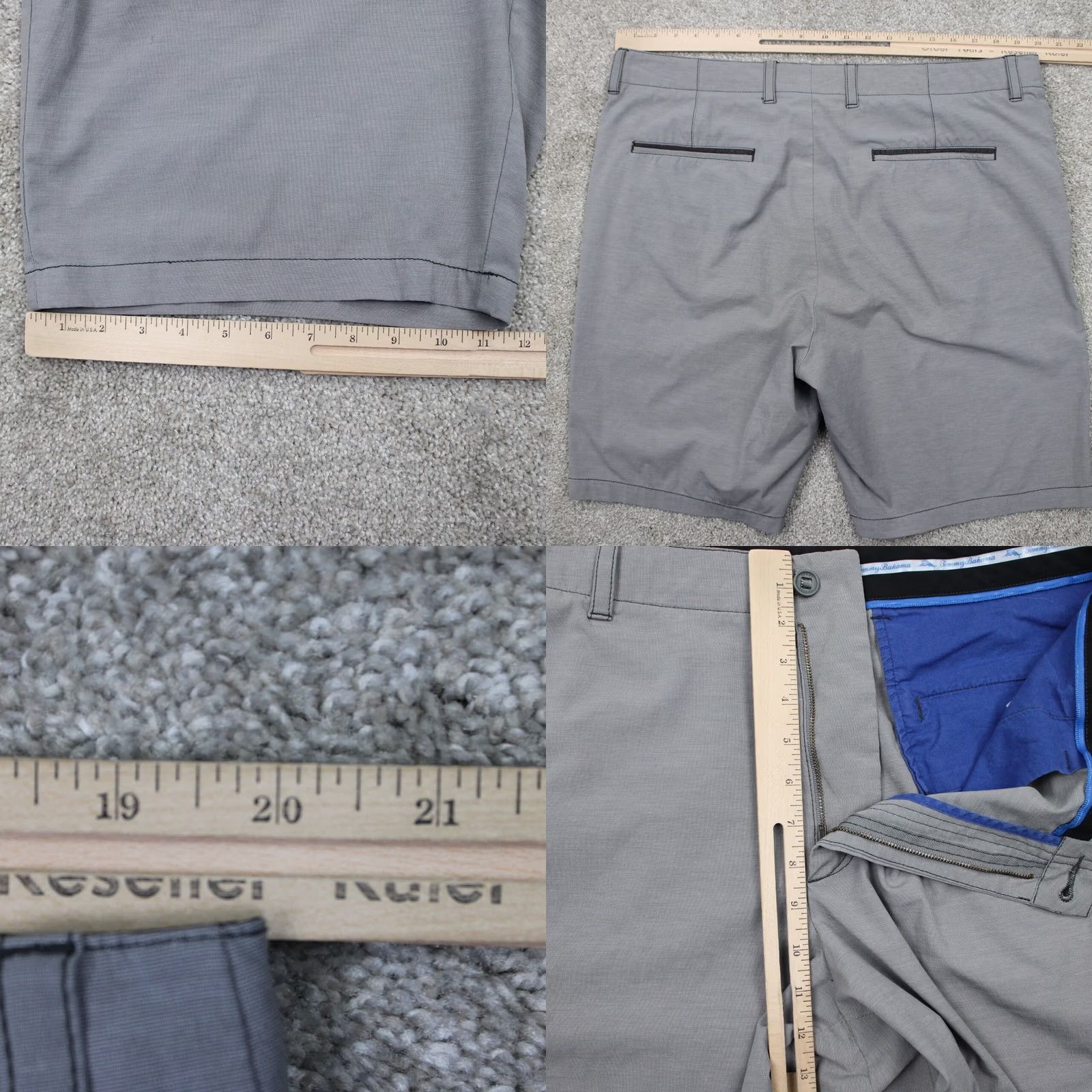 Tommy Bahama Tommy Bahama Bermuda Shorts Mens 38 Gray Poly/Cotton Stretch Inseam 10" Flat Front Zip Pocket Logo Casual Beach Size US 38 / EU 54 - 8 Thumbnail