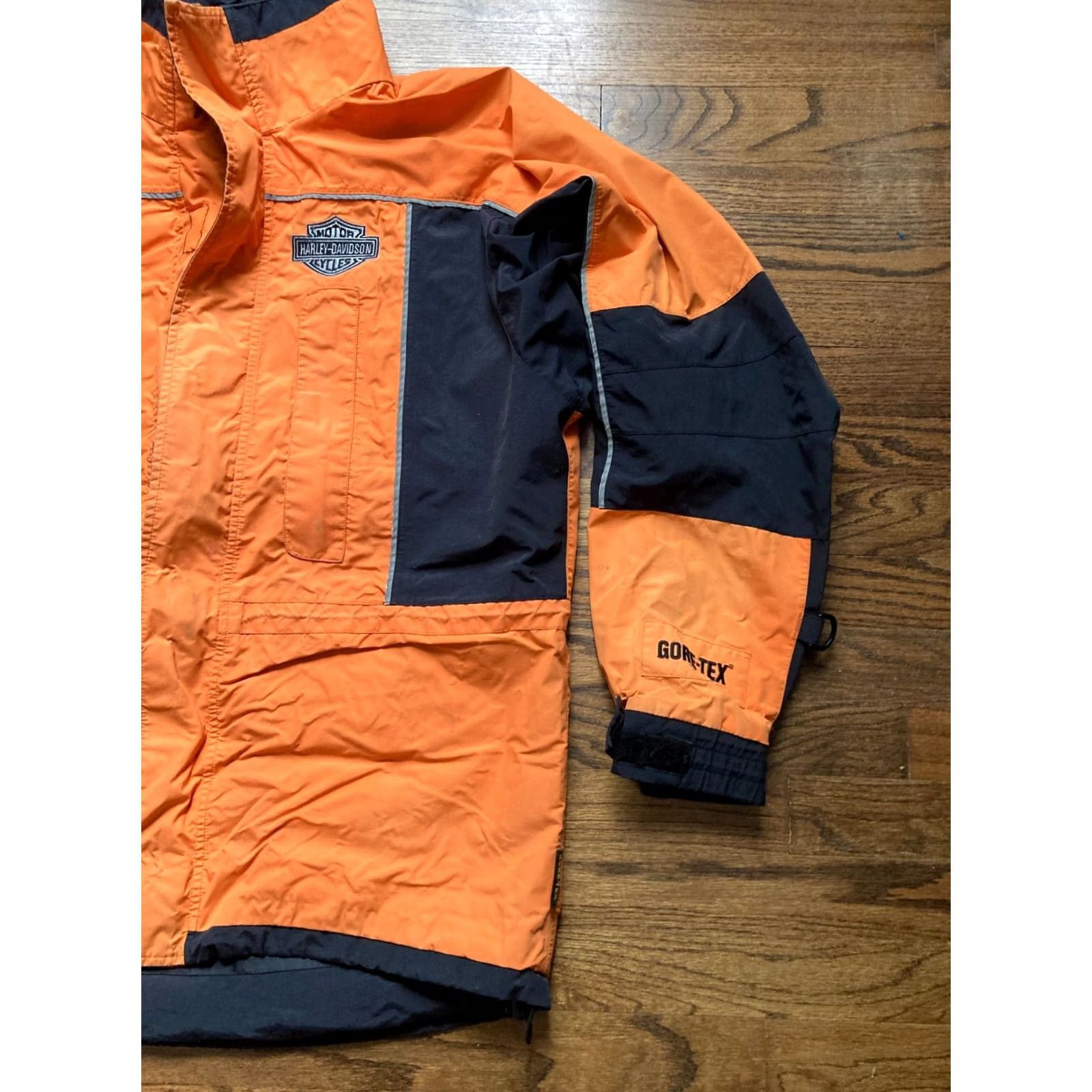 Harley Davidson Harley-Davidson Jacket Rain Coat GoreTex Orange Black Mens M Water Resistant Riding Motorcycle Outdoor Size US M / EU 48-50 / 2 - 3 Thumbnail