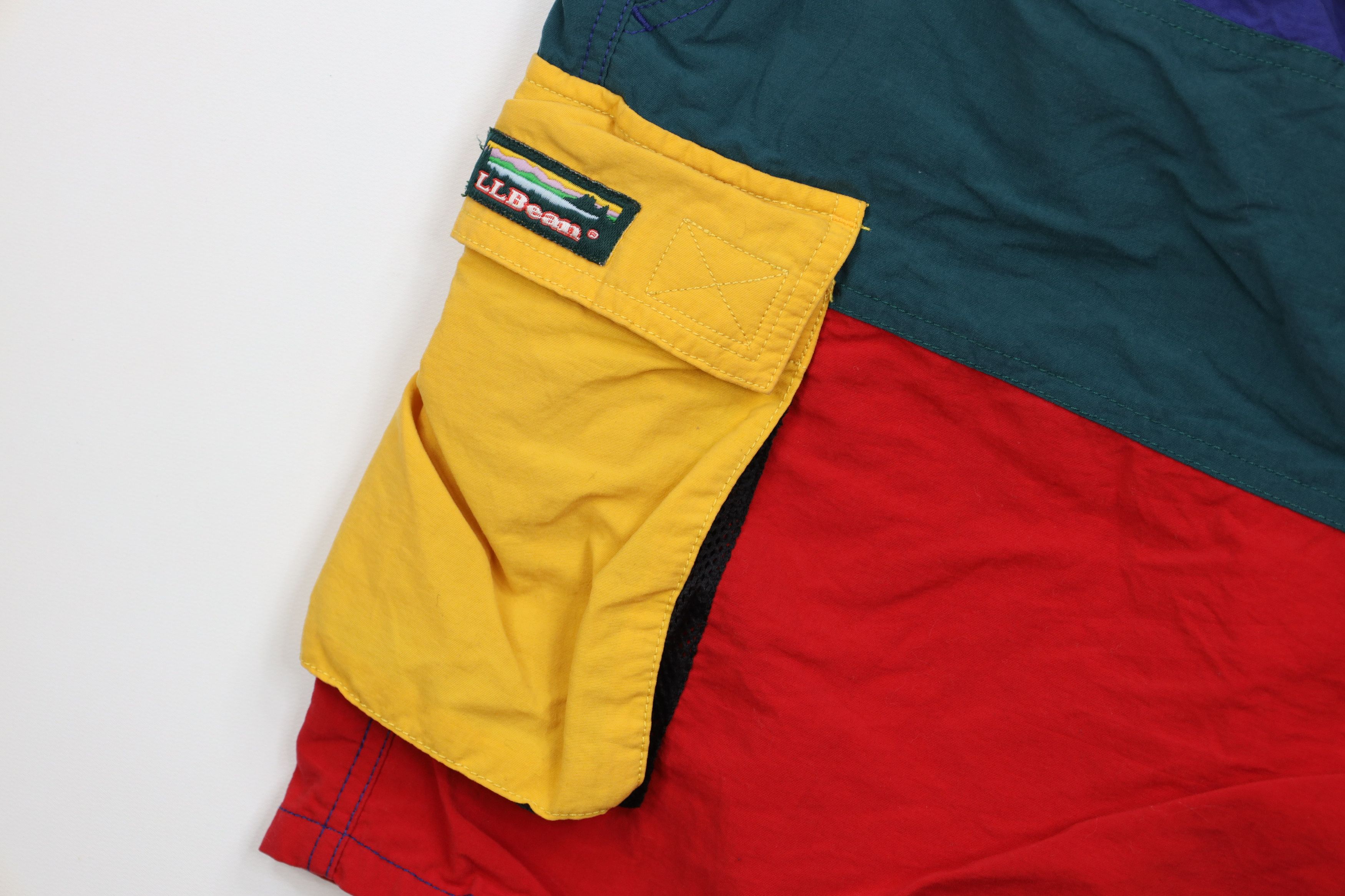 L.L. Bean × Vintage Vintage 90s LL Bean Out Rainbow Striped Lined Cargo Shorts Size US 34 / EU 50 - 5 Thumbnail