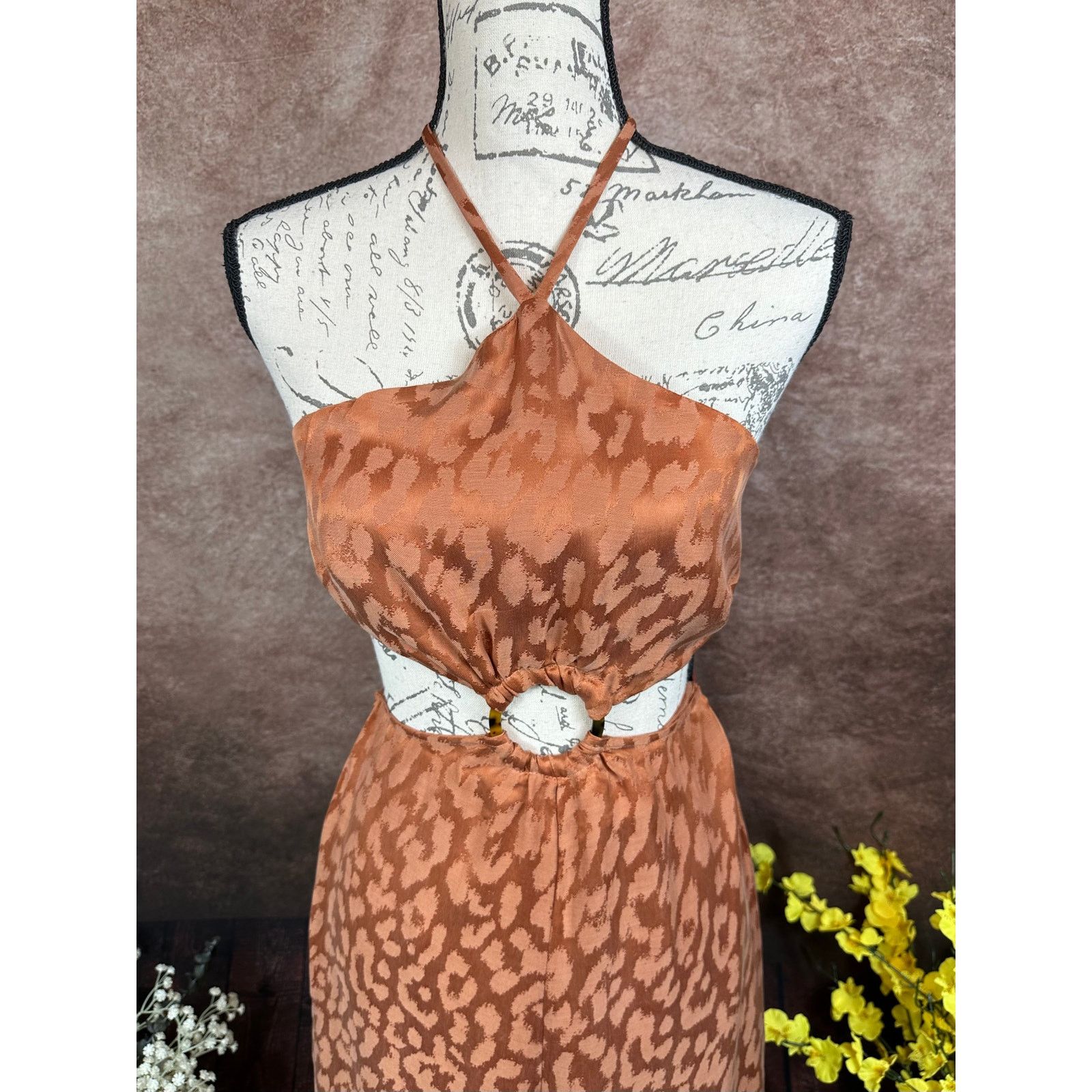 Other Rumer Animal Jumspuit - Rust Leopard- size XS Size 24" / US 00 / IT 34 - 10 Thumbnail