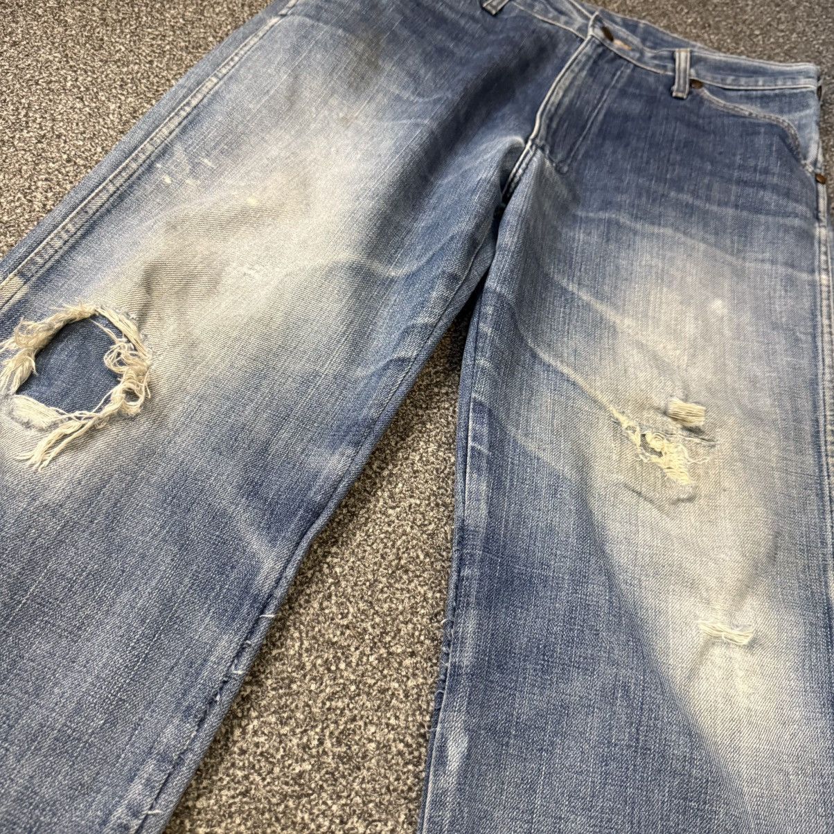 Japanese Brand 🔥 Vintage 80s Wide Leg Wrangler Faded Distressed Denim Size US 36 / EU 52 - 4 Thumbnail