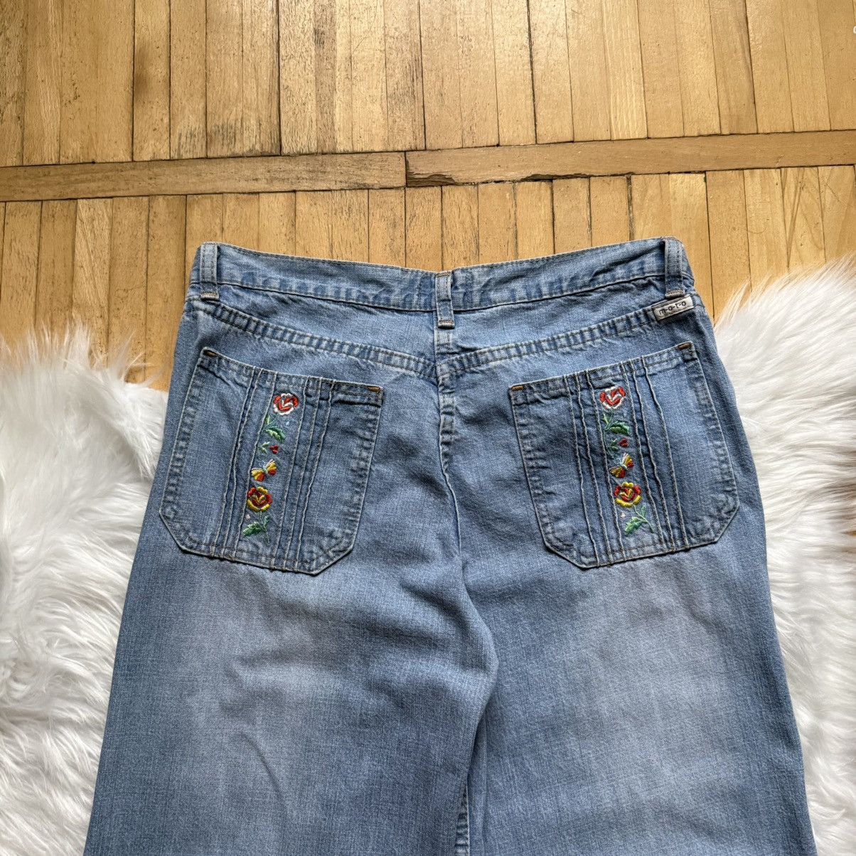 If Six Was Nine 📌 Vintage Y2K M.O.T.O Extra Flared Washed LGB Jeans Size 27" / US 4 / IT 40 - 3 Thumbnail