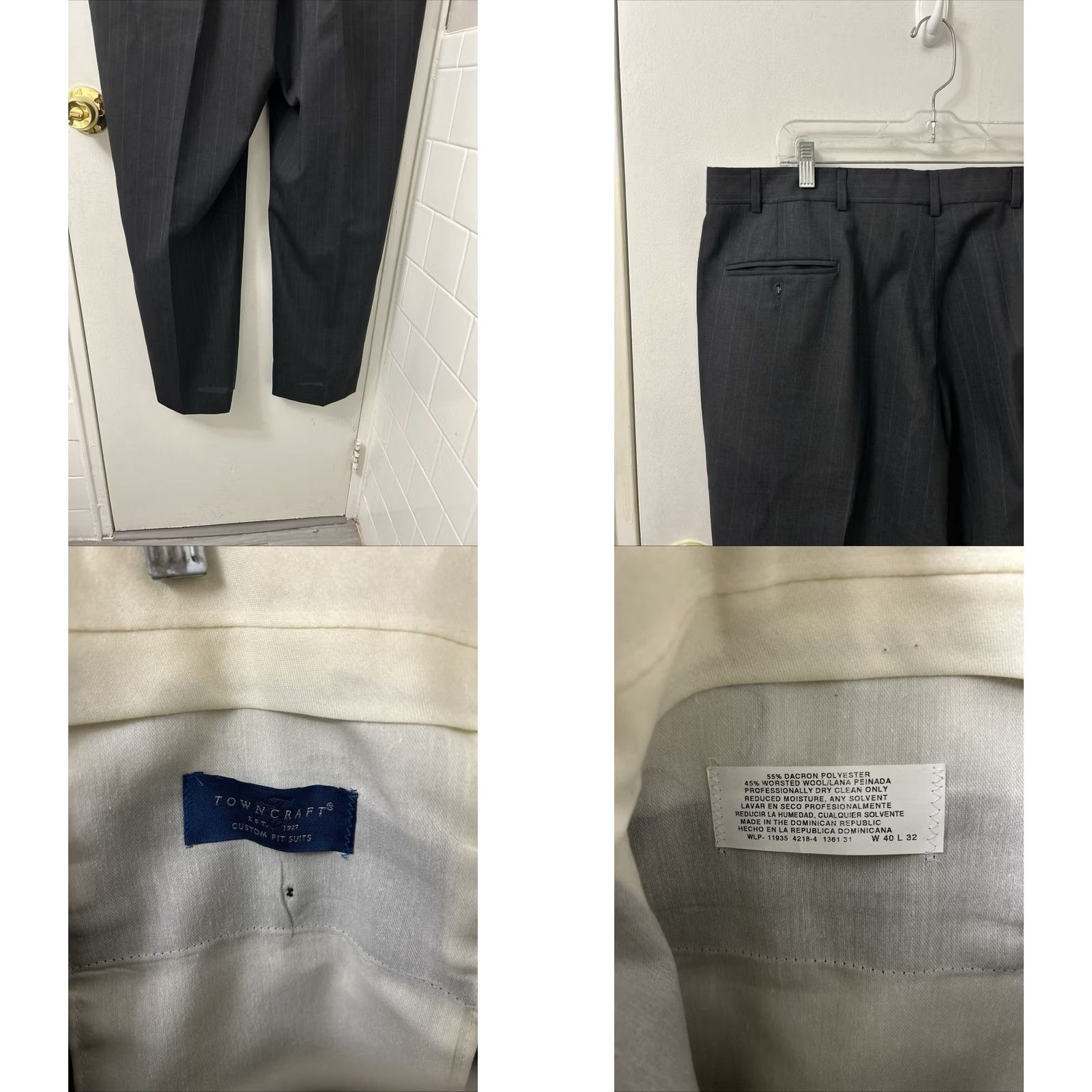 Vintage VINTAGE Towncraft Dress Pants Mens 40x31 Gray Pinstripe Wool Blend Straight Leg Dress Pants Mens 40 Regular Gray Pinstripe Wool Blend Boss Size US 40 / EU 56 - 8 Thumbnail