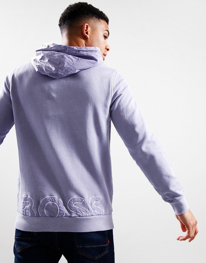 Hugo Boss BOSS Hoodie Lilac Purple Nylon Logo Hood Factory Washed Look Size US XL / EU 56 / 4 - 3 Thumbnail