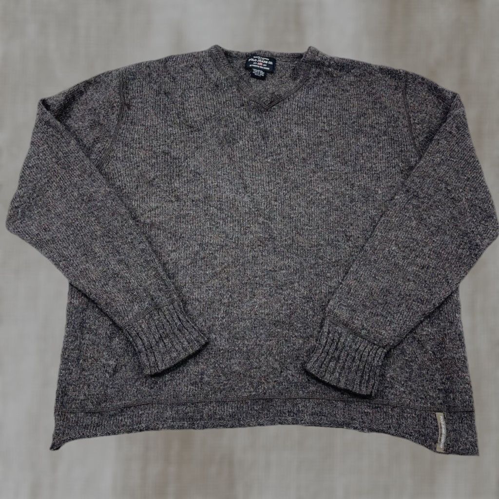 Ralph Lauren VINTAGE Ralph Lauren Sweater Men XL Brown Wool Knit V-Neck Pullover Regular Embroidered Logo Size US XL / EU 56 / 4 - 1 Thumbnail