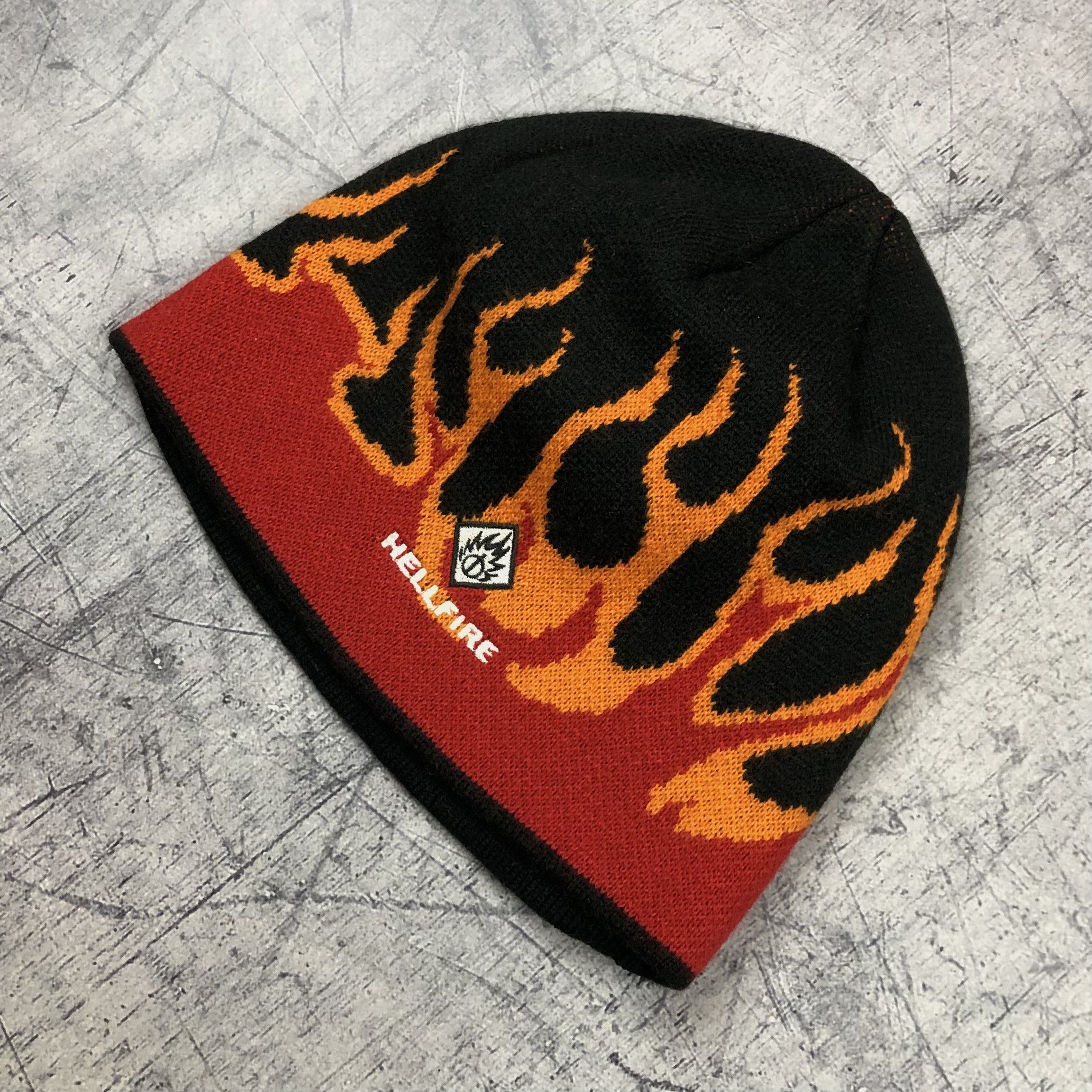 Vintage Vintage Y2K HellFire 🔥 Flame Beanie Skull Hat sk8 Size ONE SIZE - 2 Thumbnail