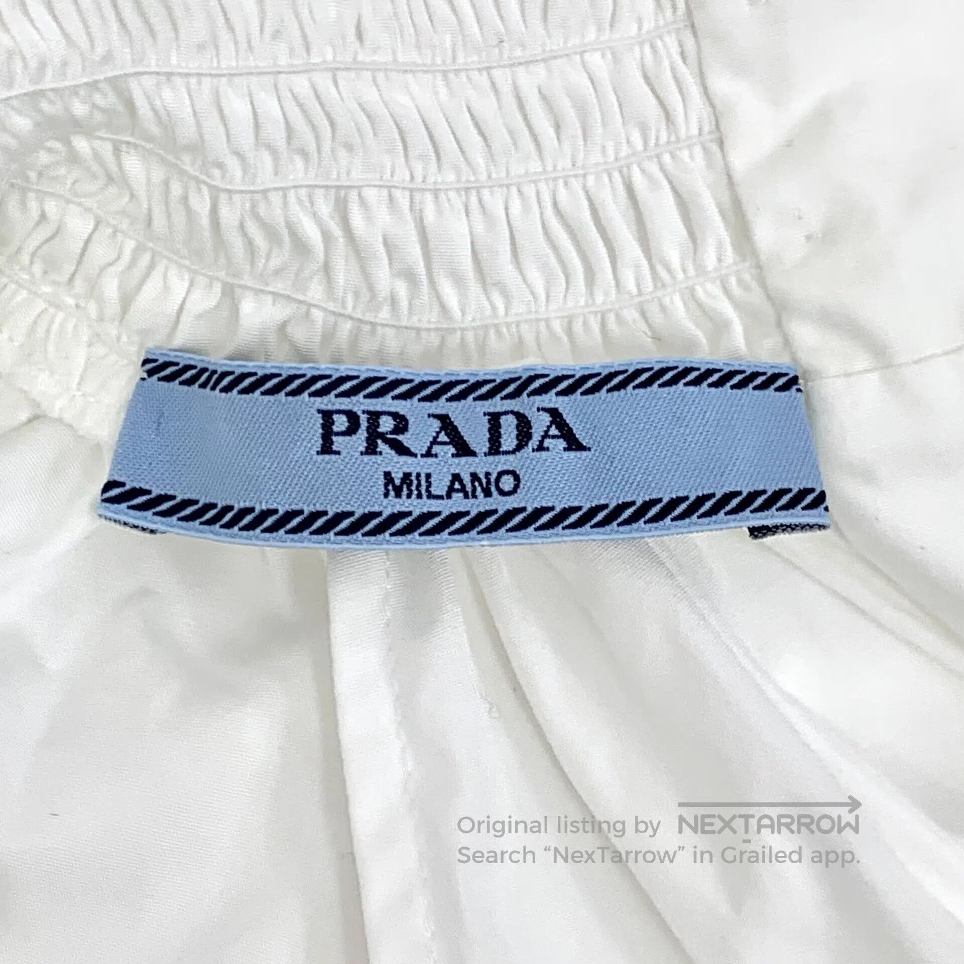 Prada Prada White Button Design Cotton High Collar Pleated Long Size XS / US 0-2 / IT 36-38 - 5 Thumbnail