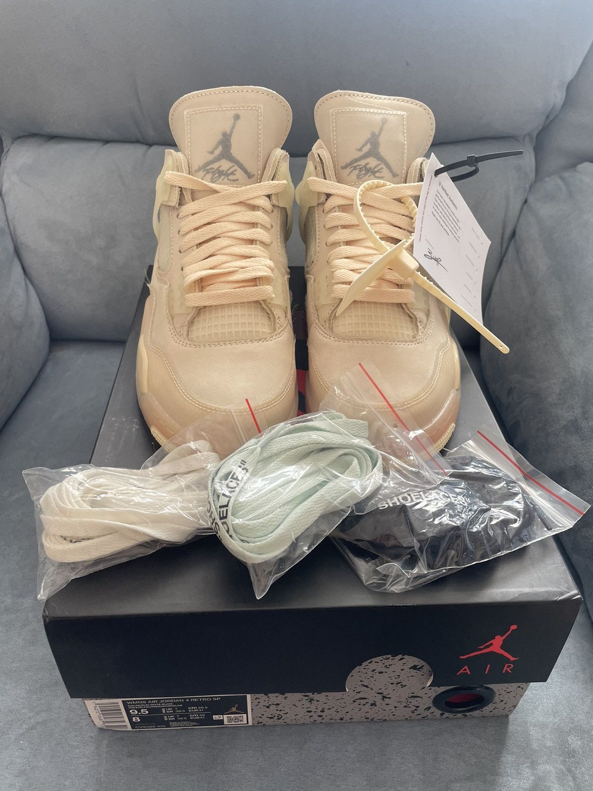 Nike × Off-White × Virgil Abloh Air Jordan 4 Sail Off White Size US 8 / EU 41 - 3 Thumbnail
