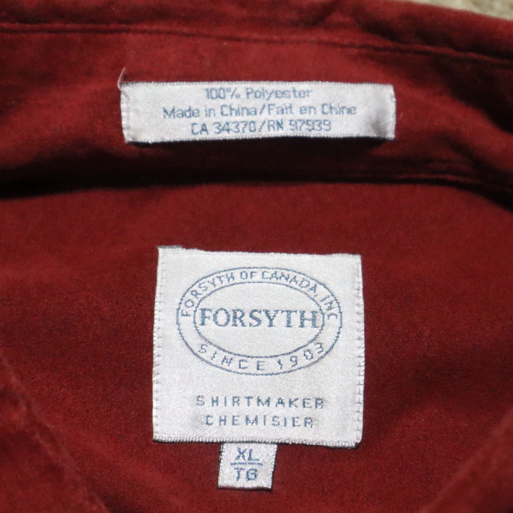 Vintage Forsyth Shirt Mens XL Red Solid Long Sleeve Button-Up Casual Shirt Size US XL / EU 56 / 4 - 2 Thumbnail