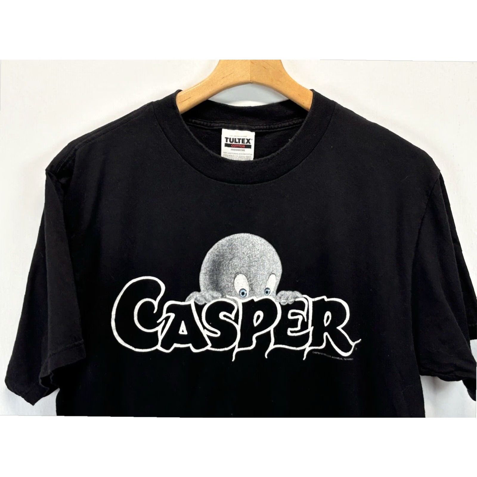 Tultex VINTAGE 1995 Casper The Ghost Graphic Print T-Shirt Black Crew Neck Short Sleeve Large Mens Size US L / EU 52-54 / 3 - 2 Thumbnail