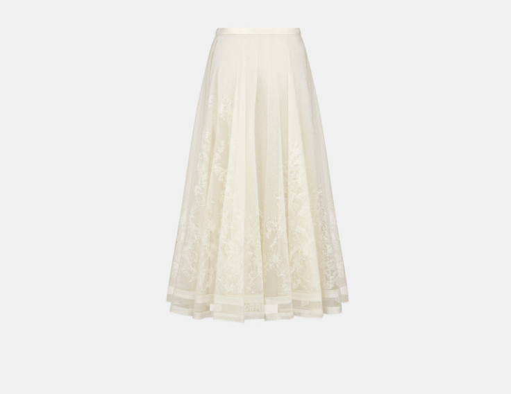 Dior o1w1db10326 511J75 Mid-Length Skirt in Ecru Size 26" / US 2 / IT 38 - 2 Thumbnail