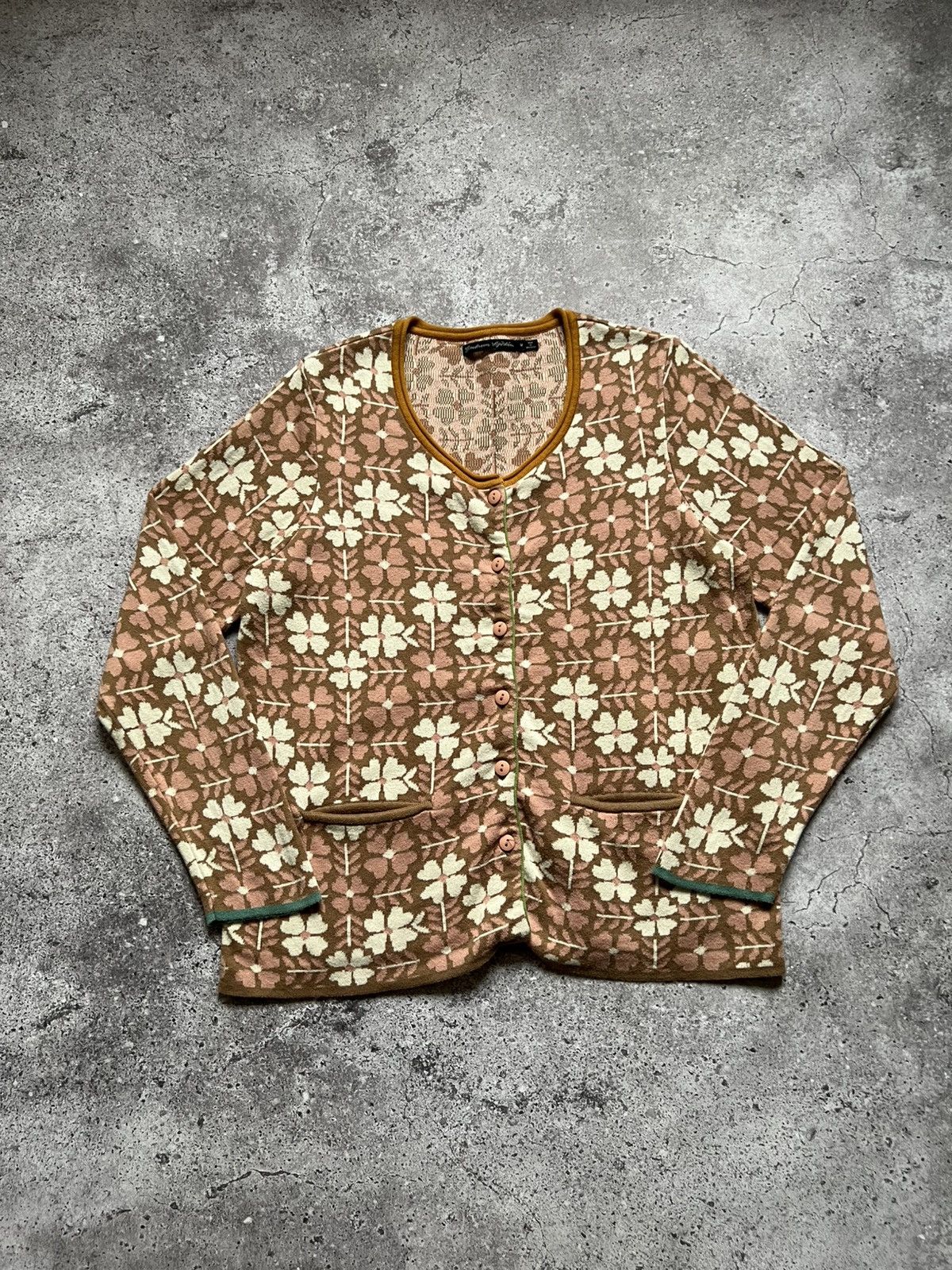 Designer Gudrun Sjoden Floral Print Cotton Cardigan Sweater Size M / US 6-8 / IT 42-44 - 1 Thumbnail
