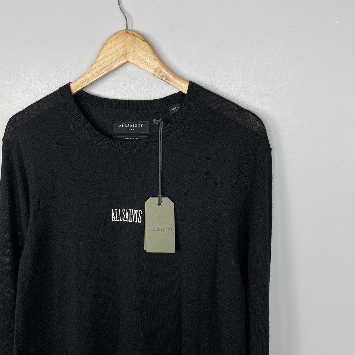 Allsaints × Designer × Japanese Brand Allsaint distressed sweatshirt 100% merino wool y2k sz L Size US L / EU 52-54 / 3 - 3 Thumbnail