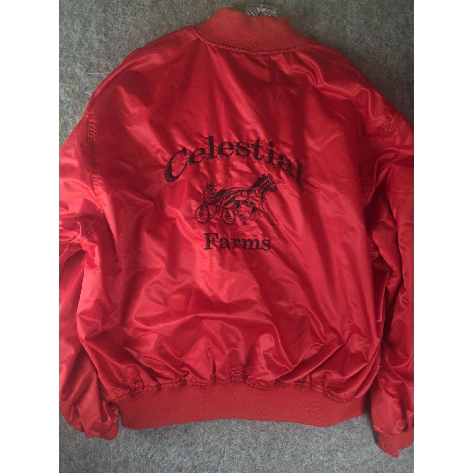Vintage VINTAGE Celestial Farms Harness Racing Satin Jacket 3XL Red Men's Horse Windbreaker Satin Jacket Size US XXL / EU 58 / 5 - 5 Thumbnail