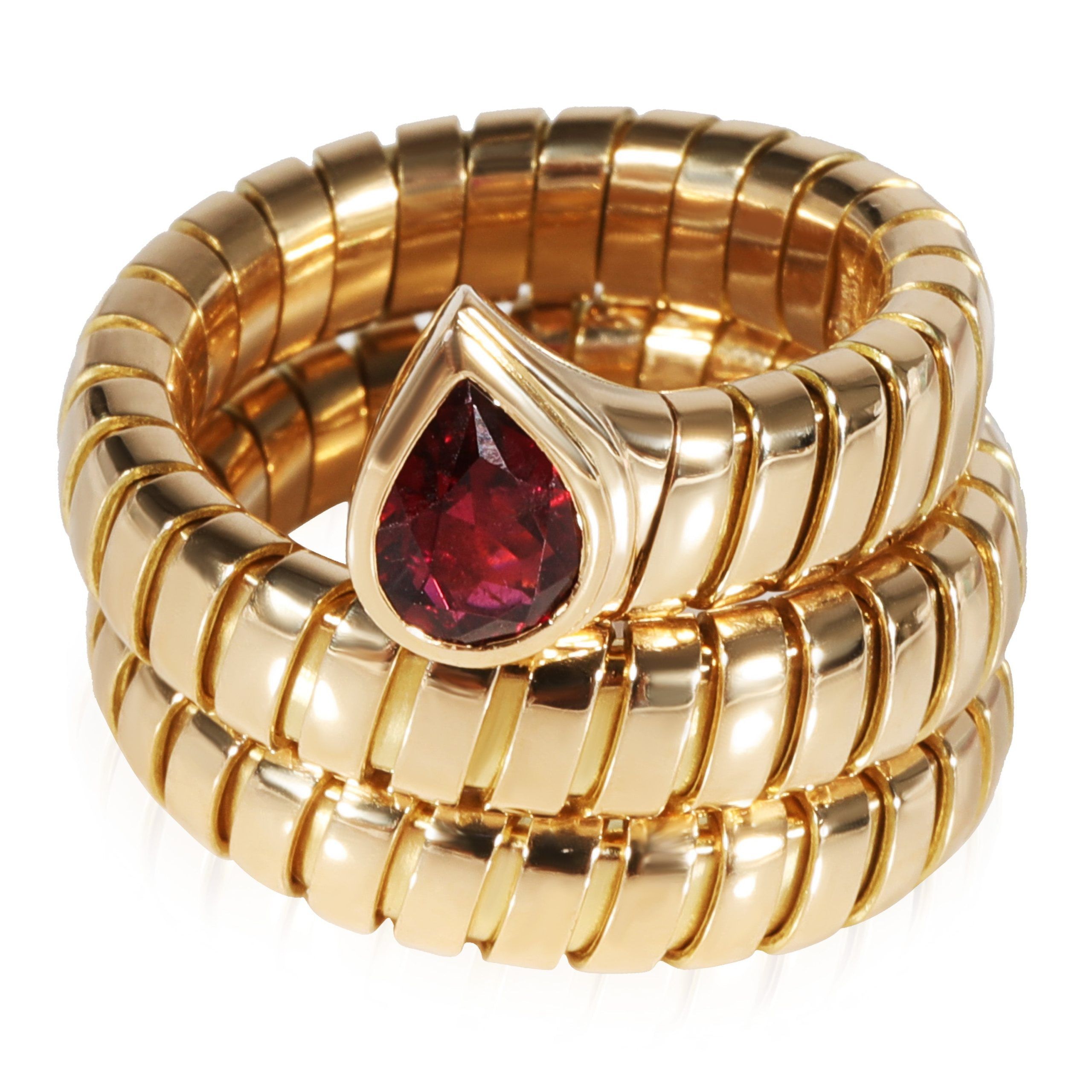 BVLGARI Serpenti Tubogas Garnet Ring in 18K Yellow Gold