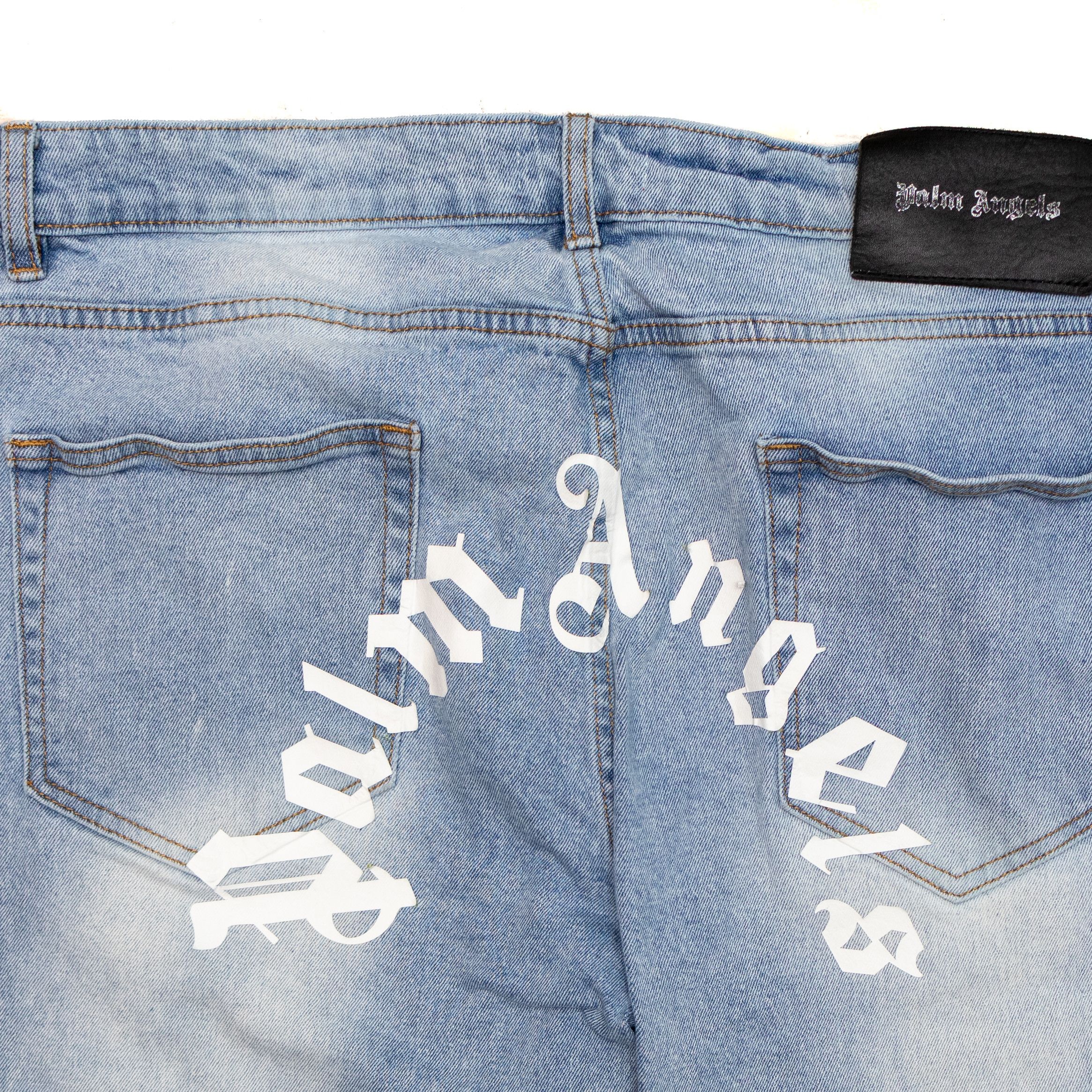 Palm Angels Palm Angels Light Wash Jeans – Gothic Logo Back – Size 38 Size US 38 / EU 54 - 9 Thumbnail