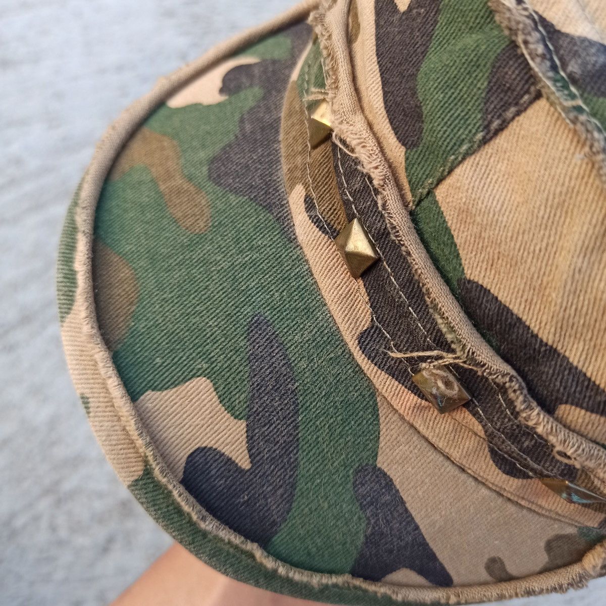 Hunter Army Cadet Hat Punk Distressed Poem Studded y2k style Size ONE SIZE - 9 Thumbnail