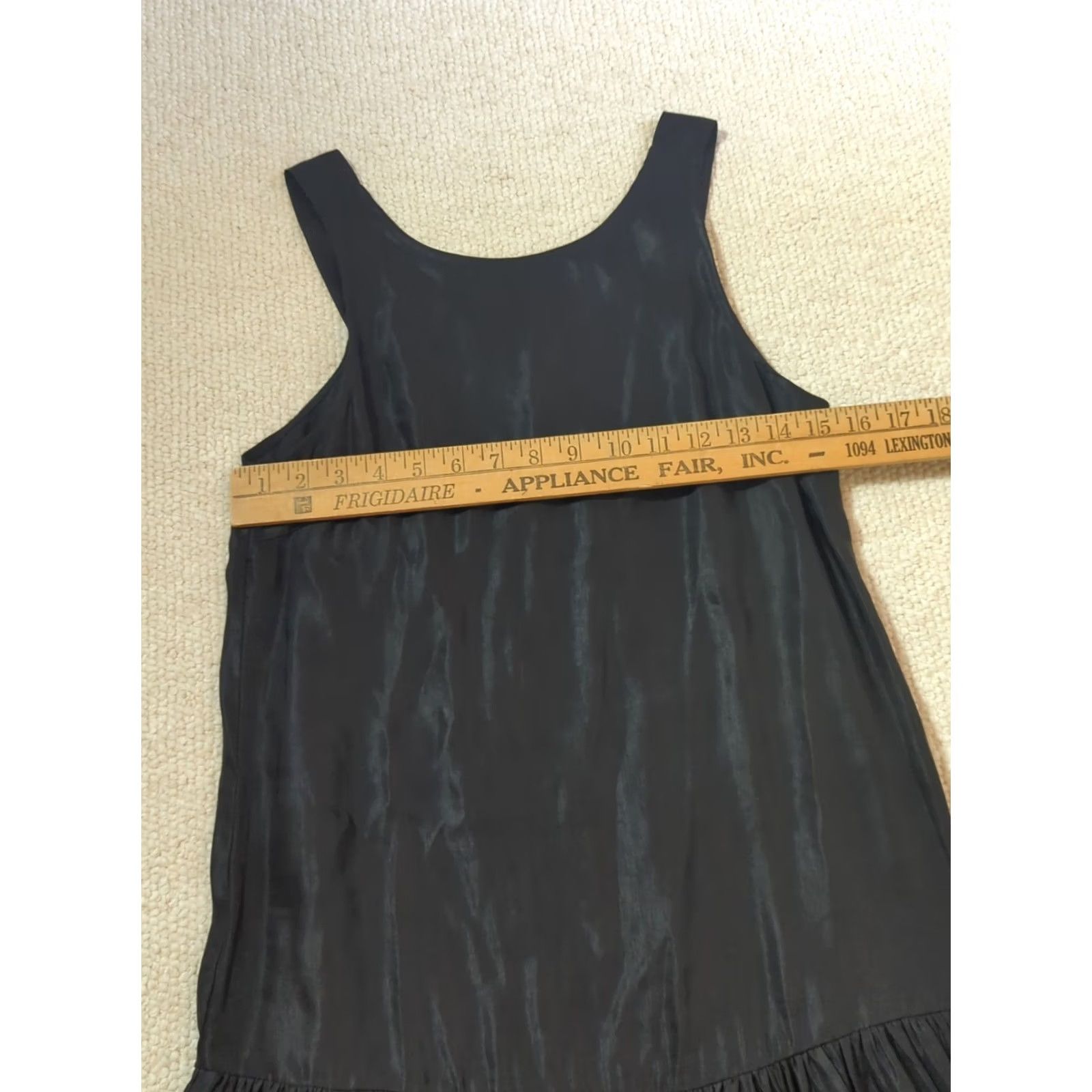 Vintage Sancia Tank Dress XS Black Drop Waist Midi Quiet Luxury Cocktail Party Clasp Linen Lyocell Cupro Women's Old Money Minimalist Size XS / US 0-2 / IT 36-38 - 7 Thumbnail