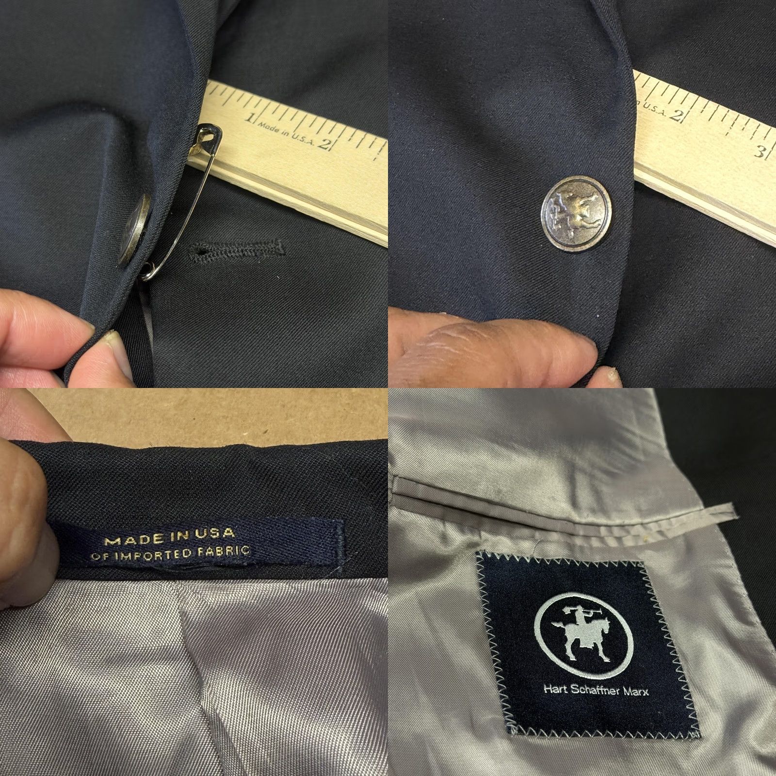 Hart Schaffner Marx Hart Schaffner Marx Blazer Mens 44R Blue 2 Button Sport Coat Made USA Dillard's Size 44R - 8 Thumbnail