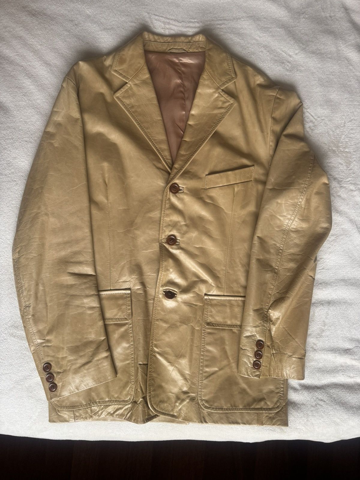 Vintage Matrix gold beige leather coat Size US L / EU 52-54 / 3 - 2 Thumbnail