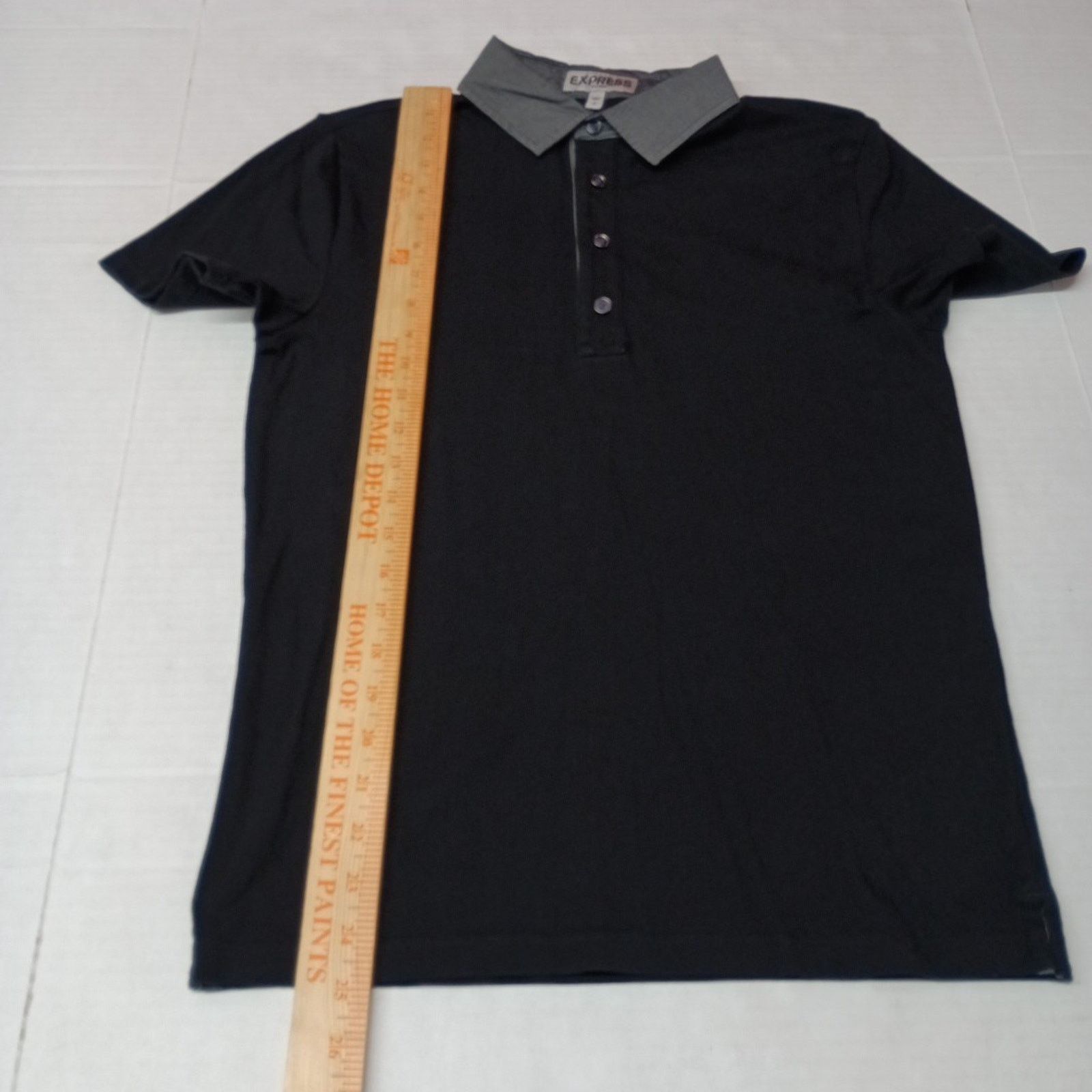 Express Express Fitted Polo Shirt Men's S Black Collar Cotton Blend Size US S / EU 44-46 / 1 - 5 Thumbnail