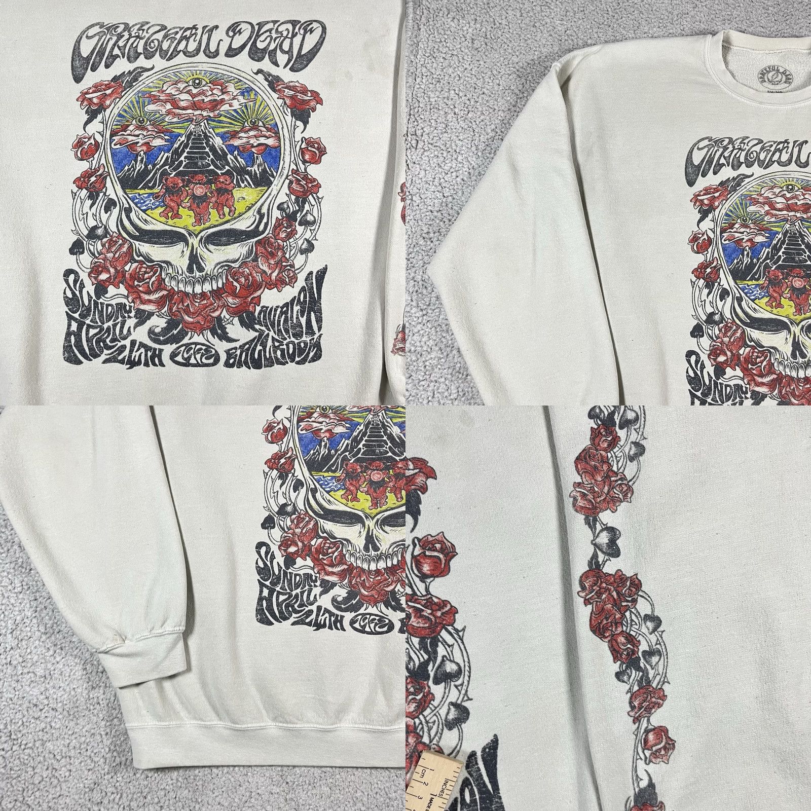 Logo 7 Grateful Dead Sweatshirt Mens M Graphic Print Oversized Logo Beiges Cotton Fleece Crew Neck Long Sleeve Size US M / EU 48-50 / 2 - 8 Thumbnail