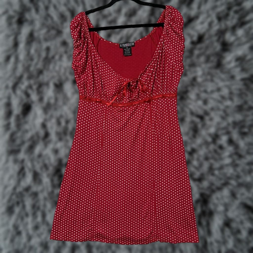 Vintage The Pyramid Collection Dress Women M Red Polka Dot Fit Flare Bow Retro Size M / US 6-8 / IT 42-44 - 1 Thumbnail