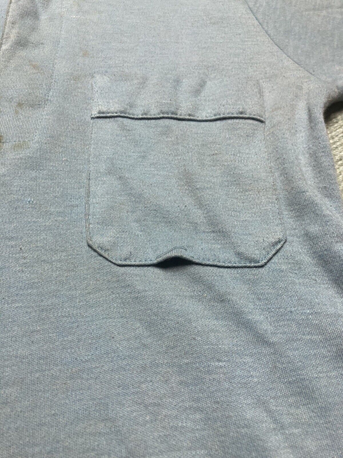 Vintage Vtg 70s polo shirt open neck soft blue stained grunge small Size US S / EU 44-46 / 1 - 4 Thumbnail