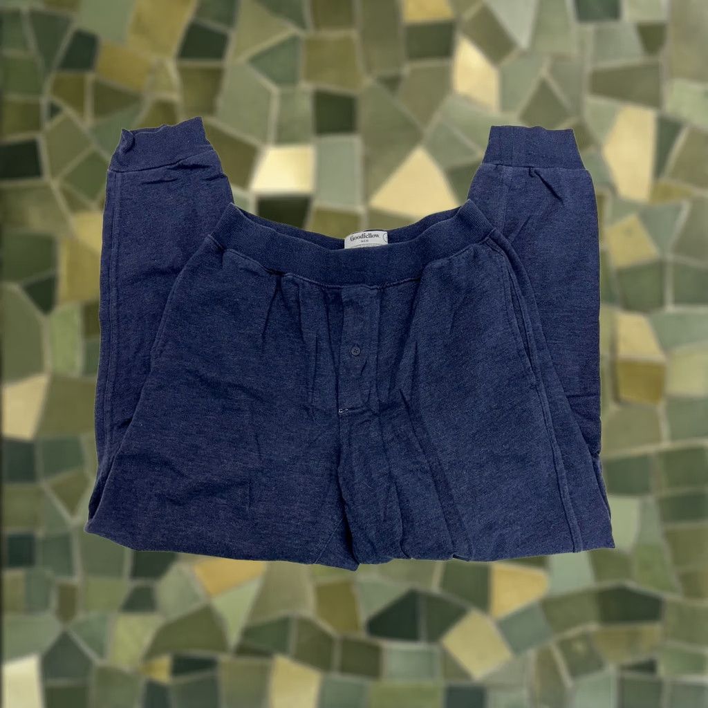 Vintage Goodfellow & Co Mens Pajama Pants Sweatpants Blue Drawstring Size Small Jogger Regular Rise 28in Inseam 26in Knit Cotton Polyester Front Pockets Size US 31 - 1 Thumbnail