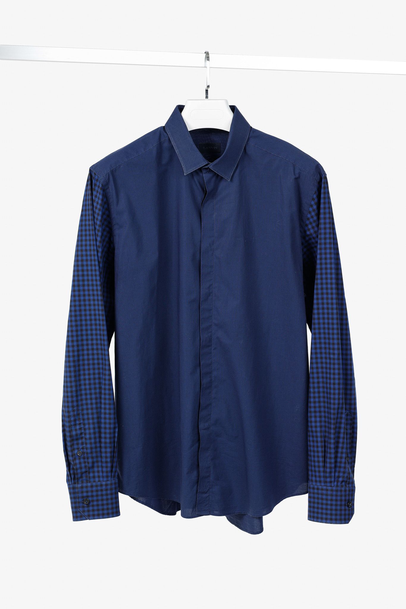 Lanvin Lanvin Blue Check Cotton Poplin Button-Up Shirt Size US XXL / EU 58 / 5 - 1 Thumbnail