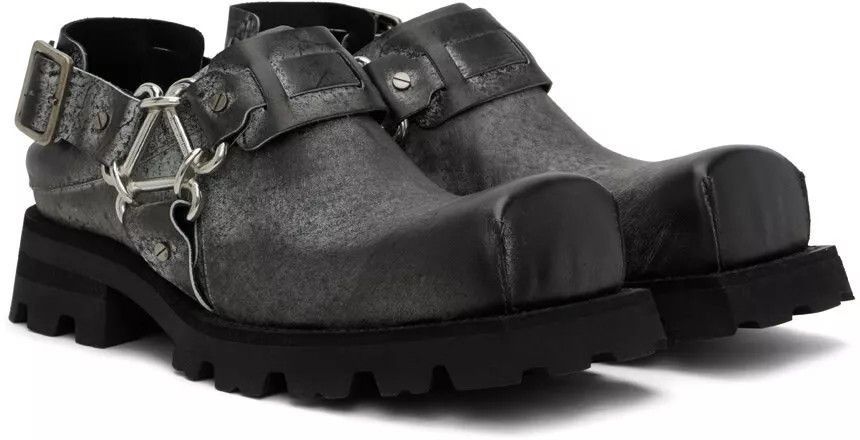 Acne Studios Black Leather Buckle Slip On Loafers New