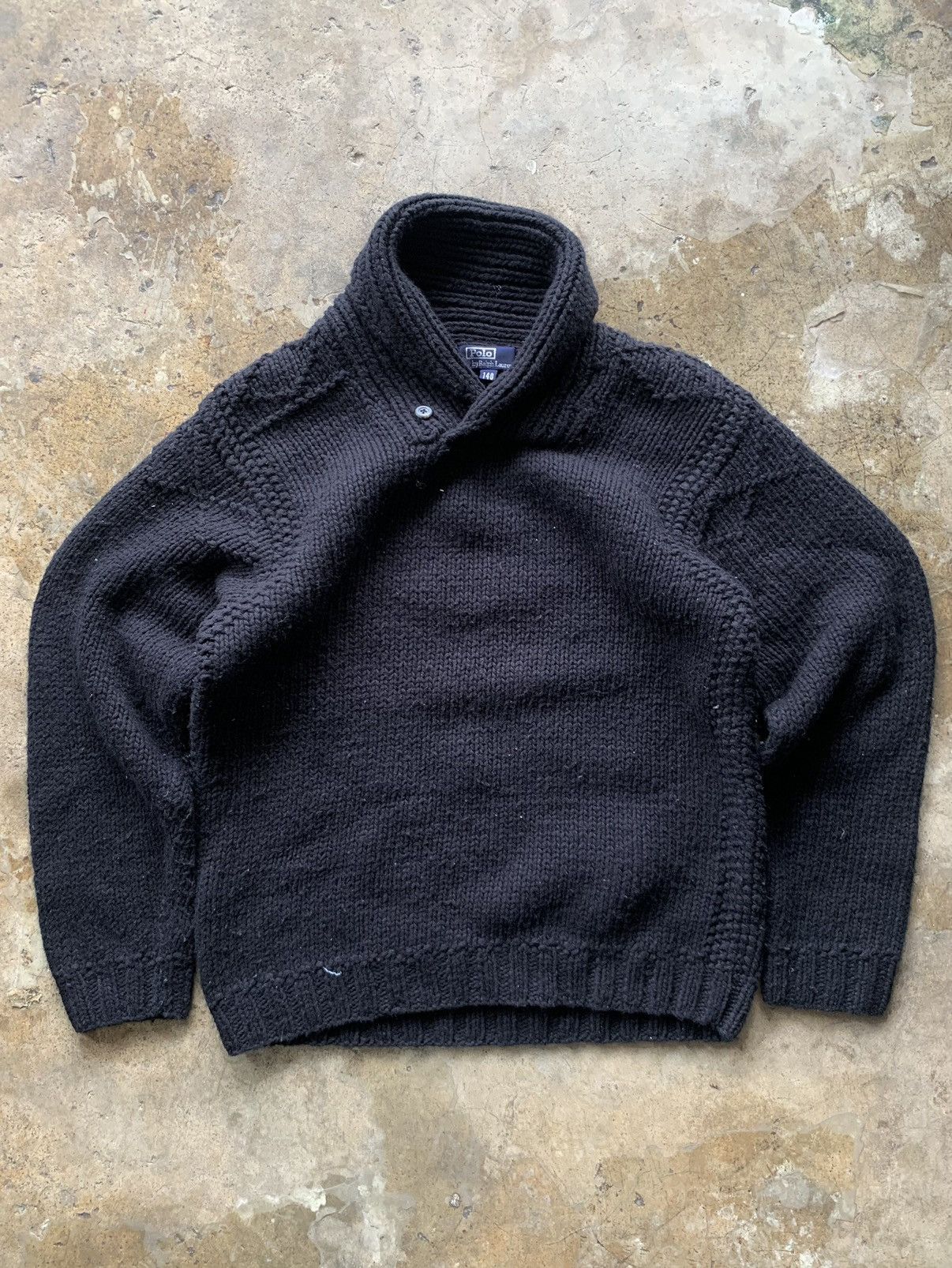 Polo Ralph Lauren Mens 2XL Sweater Black Elbow Patches deals Shawl Collar Rare Limited