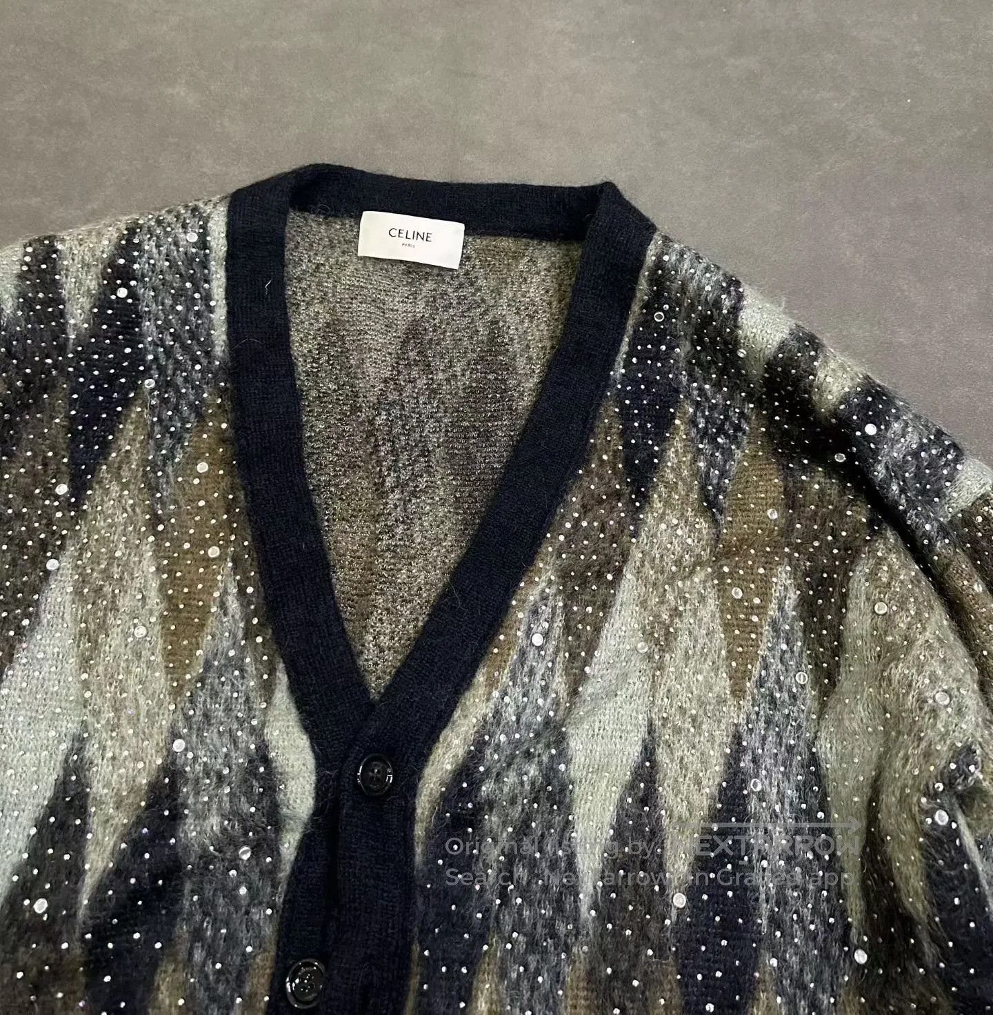 Hedi Slimane Celine FW22 Sequin Mohair Long Cardigan. Size XXL / US 16-18 / IT 52-54 - 3 Thumbnail